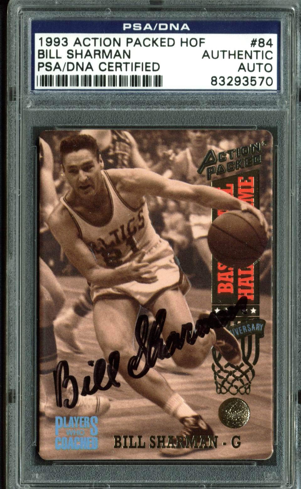 Celtics Bill Sharman Signed 1993 Action Packed HOF #84 Auto Card PSA/DNA Slabbed