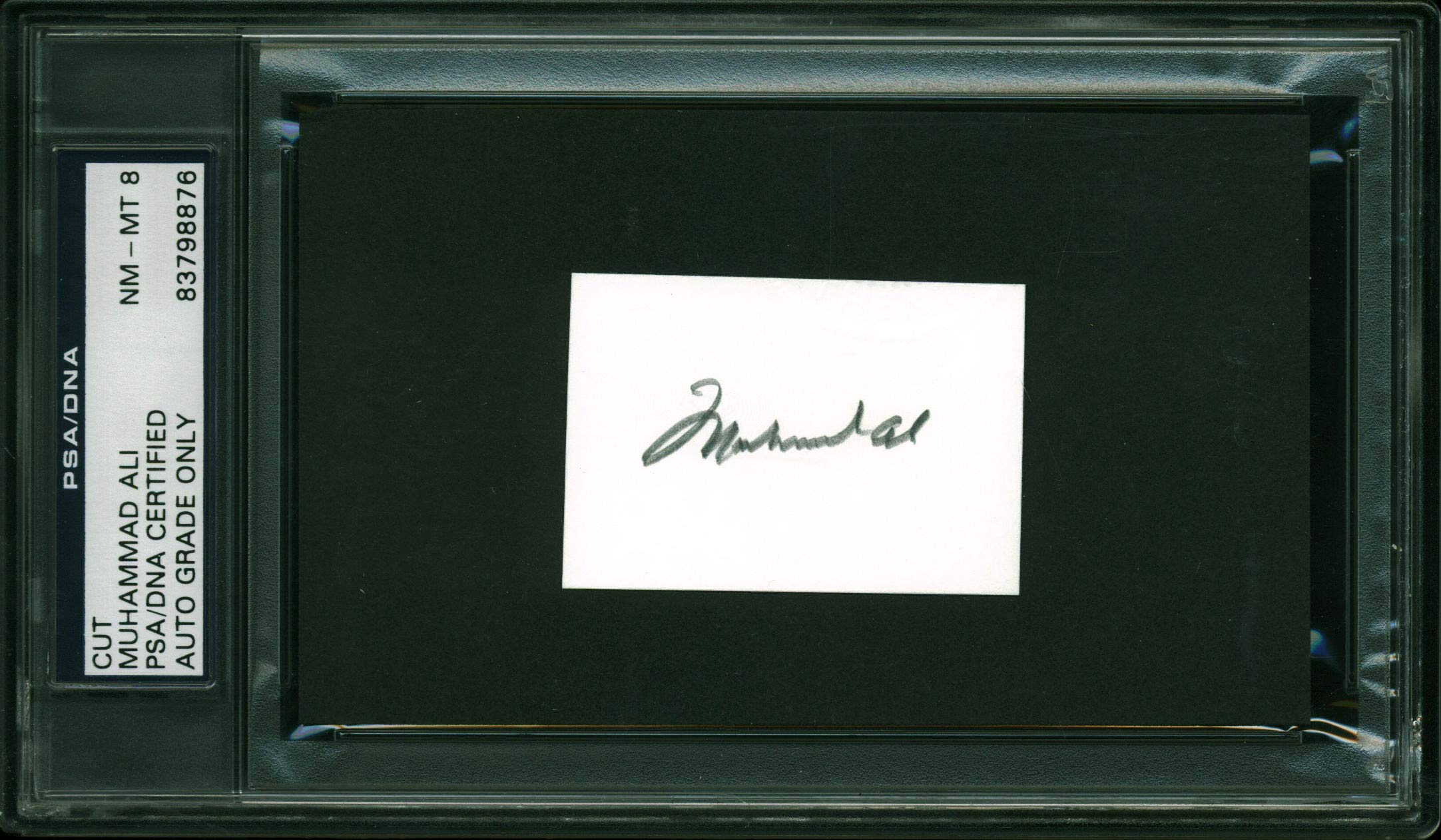 Muhammad Ali Authentic Signed 2x2 Cut w/ Graded NM-MT 8 Autograph PSA Slabbed