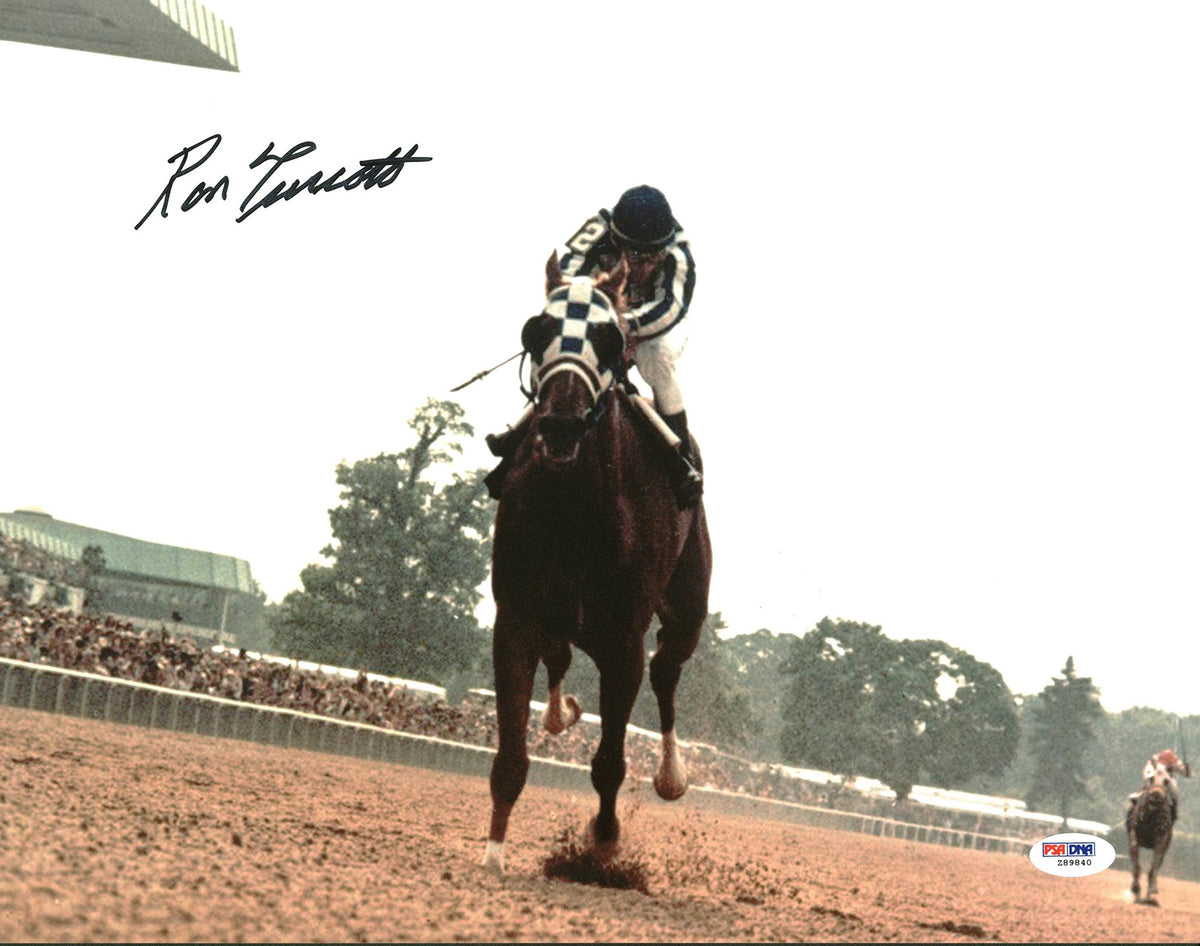 Ron Turcotte 1973 Belmont Stakes Secretariat Signed 11X14 Color Photo PSA/DNA