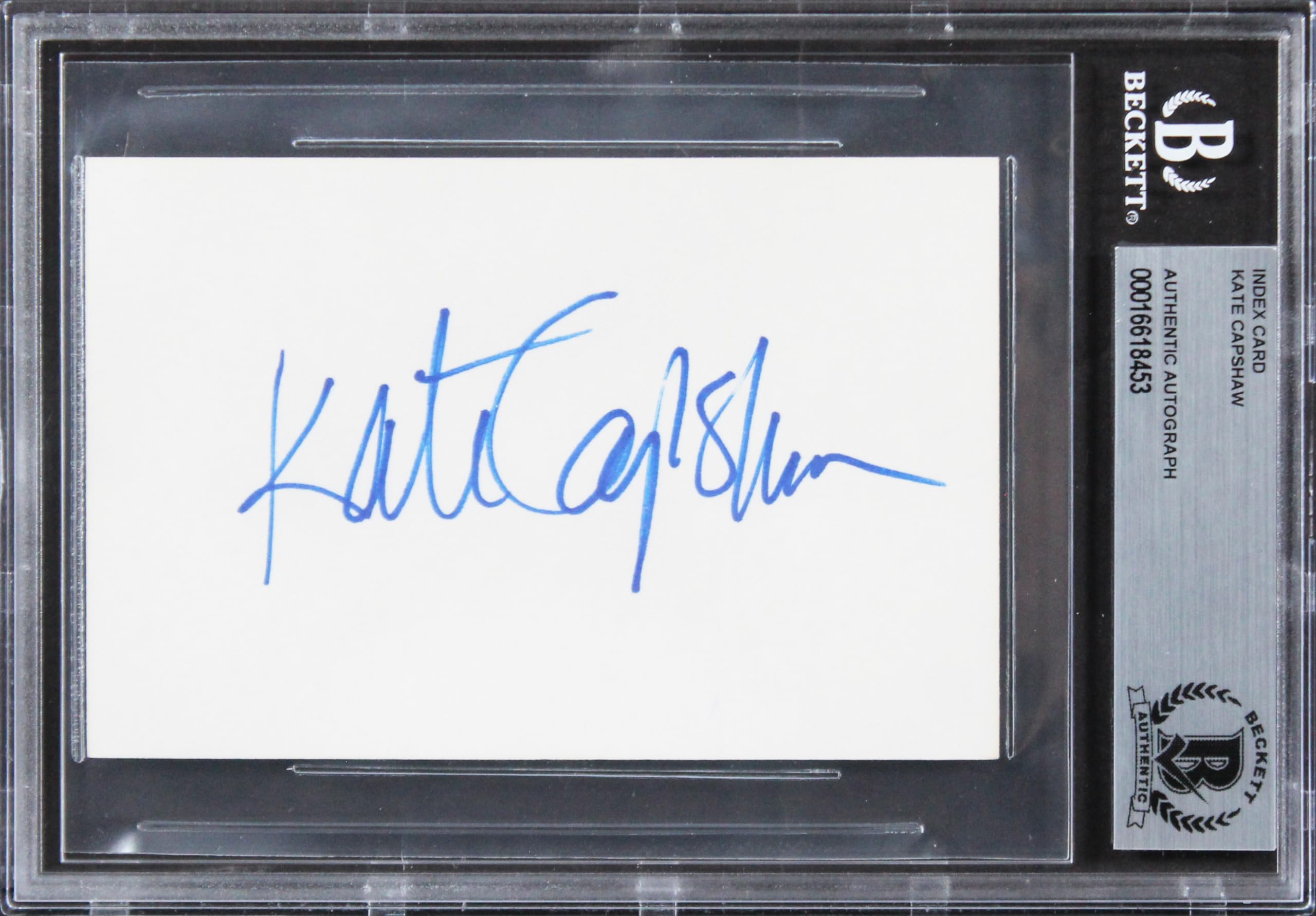 Kate Capshaw Indiana Jones Authentic Signed 3x5 Index Card BAS Slabbed 4