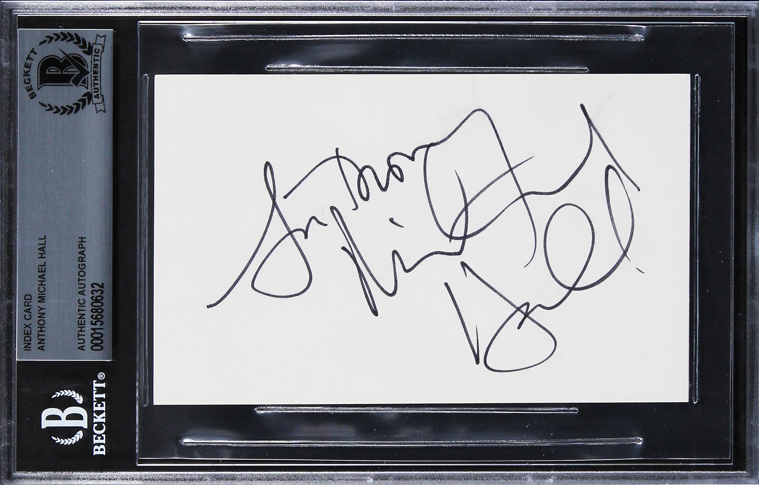 Anthony Michael Hall Christmas Vacation Authentic Signed 3x5 Index Card BAS Slab