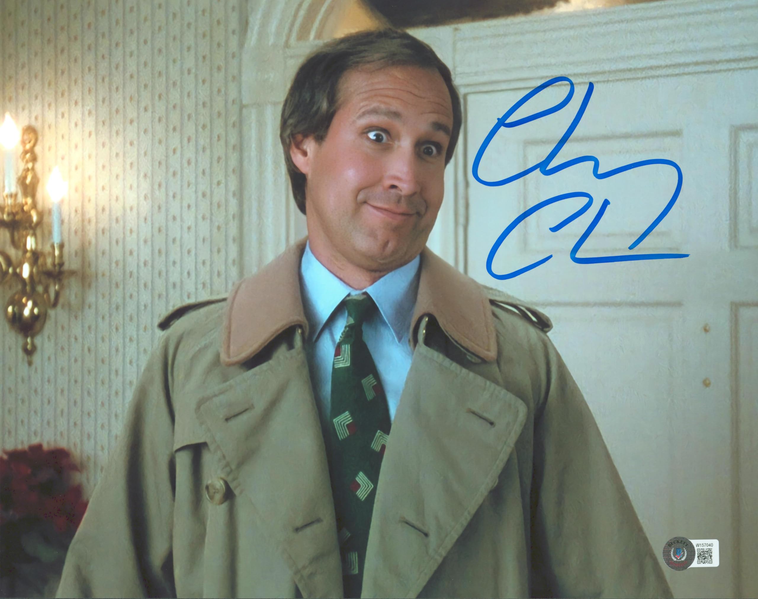 Chevy Chase Christmas Vacation Signed 11x14 Horizontal Overcoat Photo BAS Wit