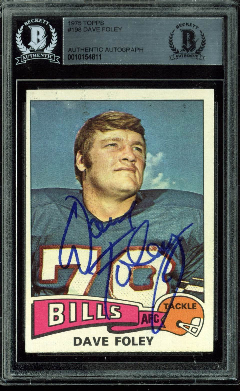 Bills Dave Foley Authentic Signed Card 1975 Topps #198 Autographed BAS Slabbed
