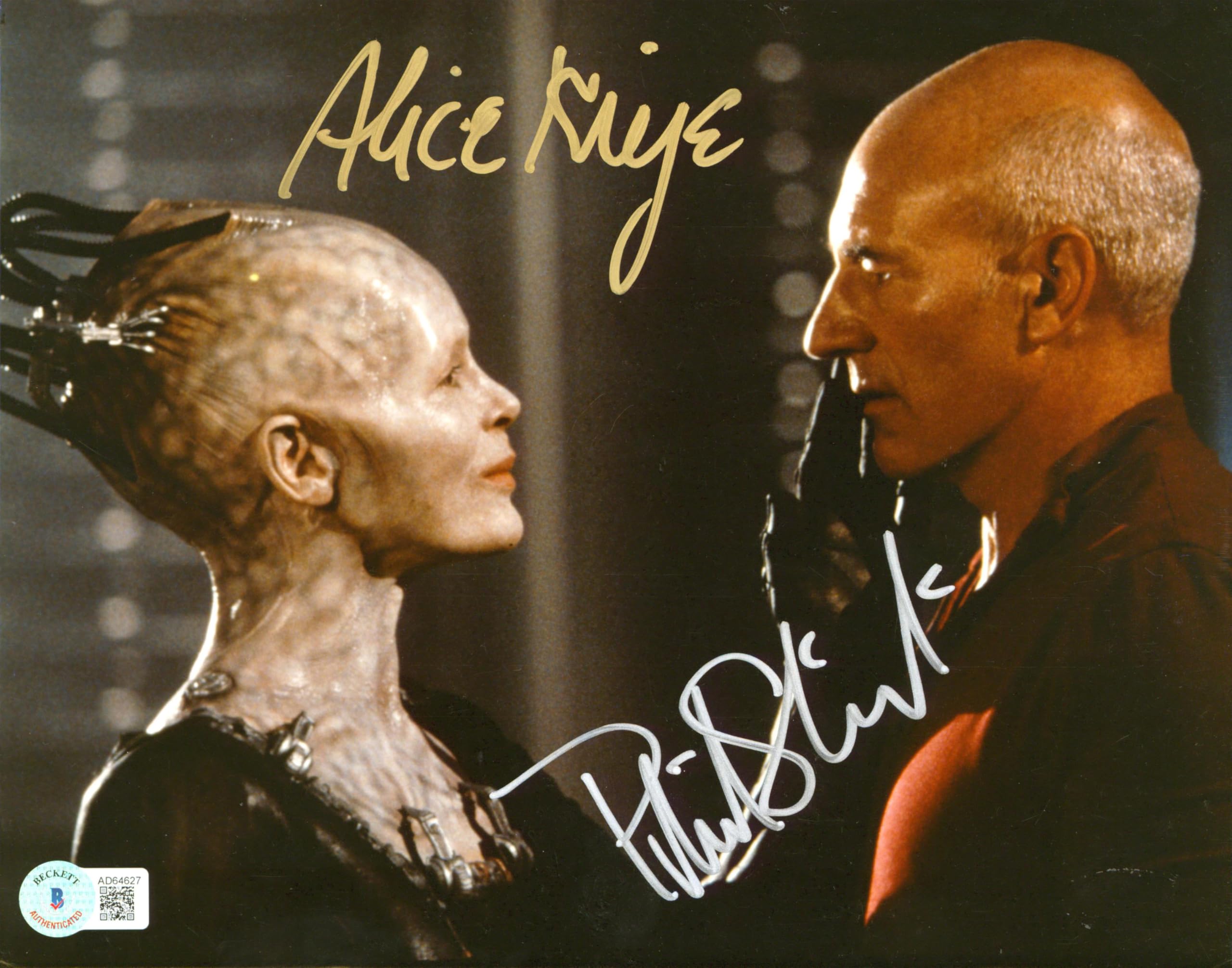 Patrick Stewart & Alice Krige Star Trek: First Contact Signed 8x10 Photo BAS