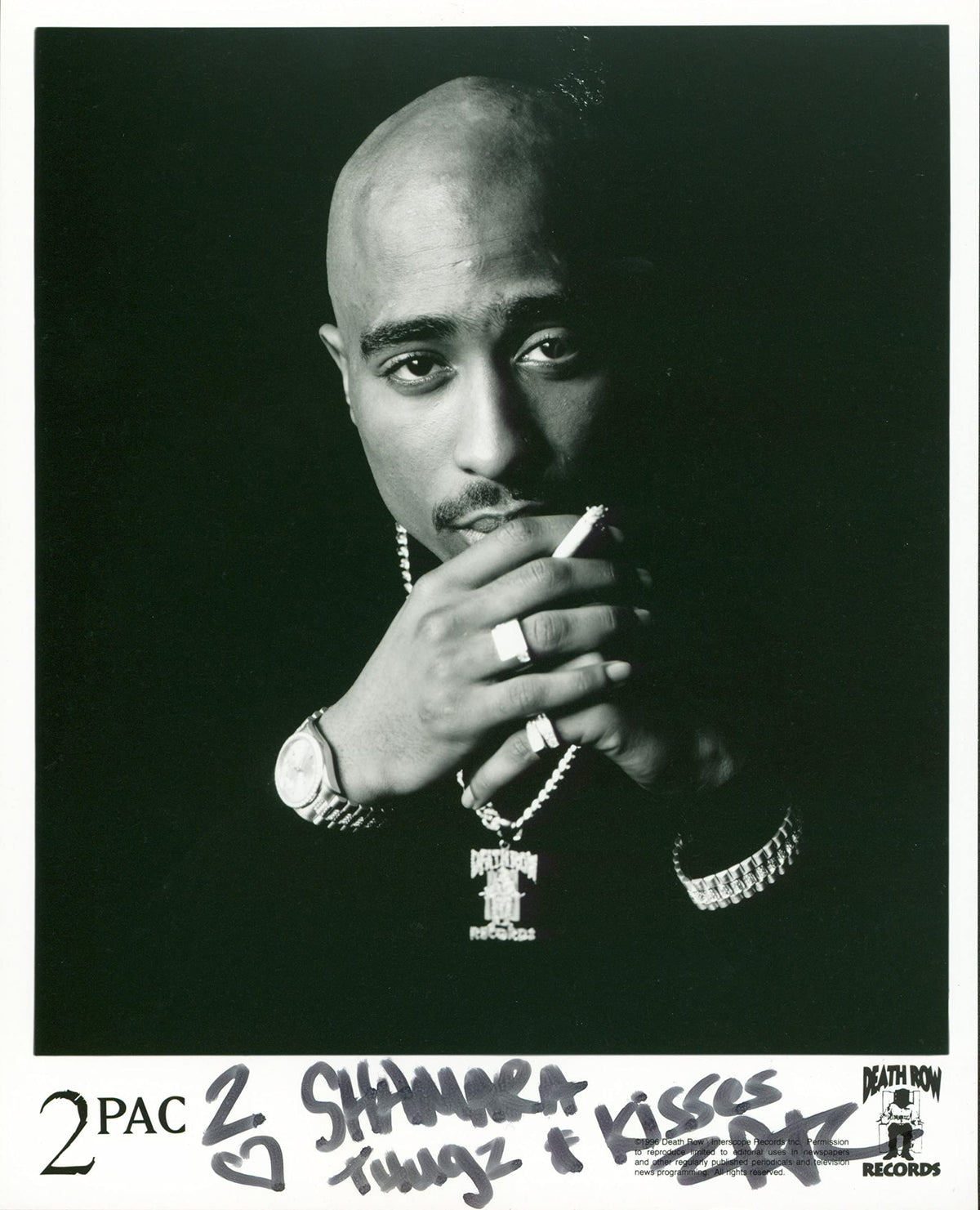 Tupac Shakur "Thugz & Kisses" Signed 8x10 B&W Promotional Photo JSA #XX22849