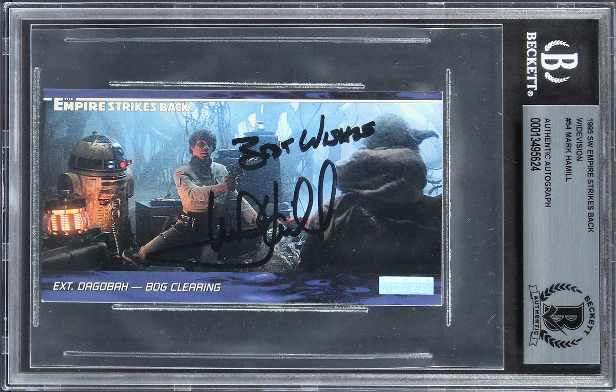 Mark Hamill "Best Wishes" Signed 2.5x4.85 1995 Widevision #54 Card BAS Slabbed