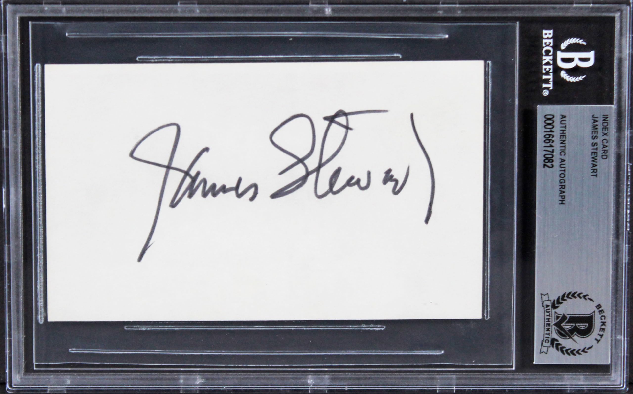 James Stewart It's a Wonderful Life Signed 3x5 Index Card BAS Slabbed 1