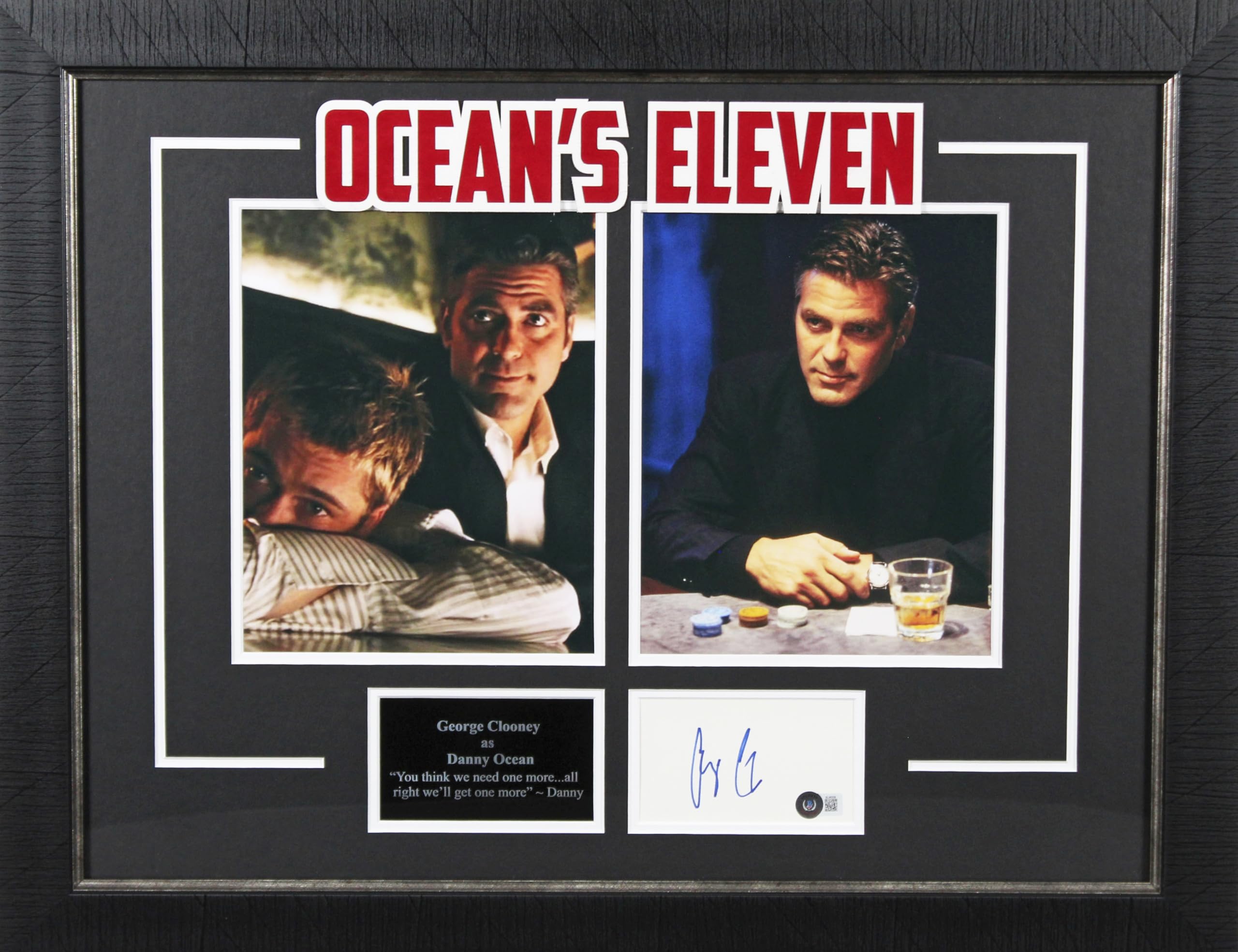 George Clooney Ocean's 11 Authentic Signed & Framed 3x5 Index Card BAS