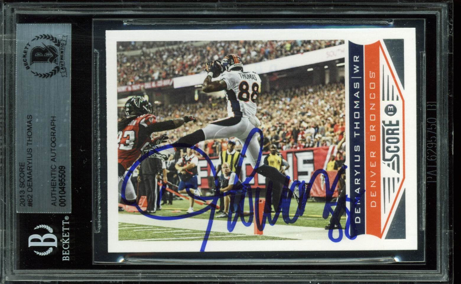 Broncos Demaryius Thomas Signed 2013 Score #62 Auto Card BAS Slabbed