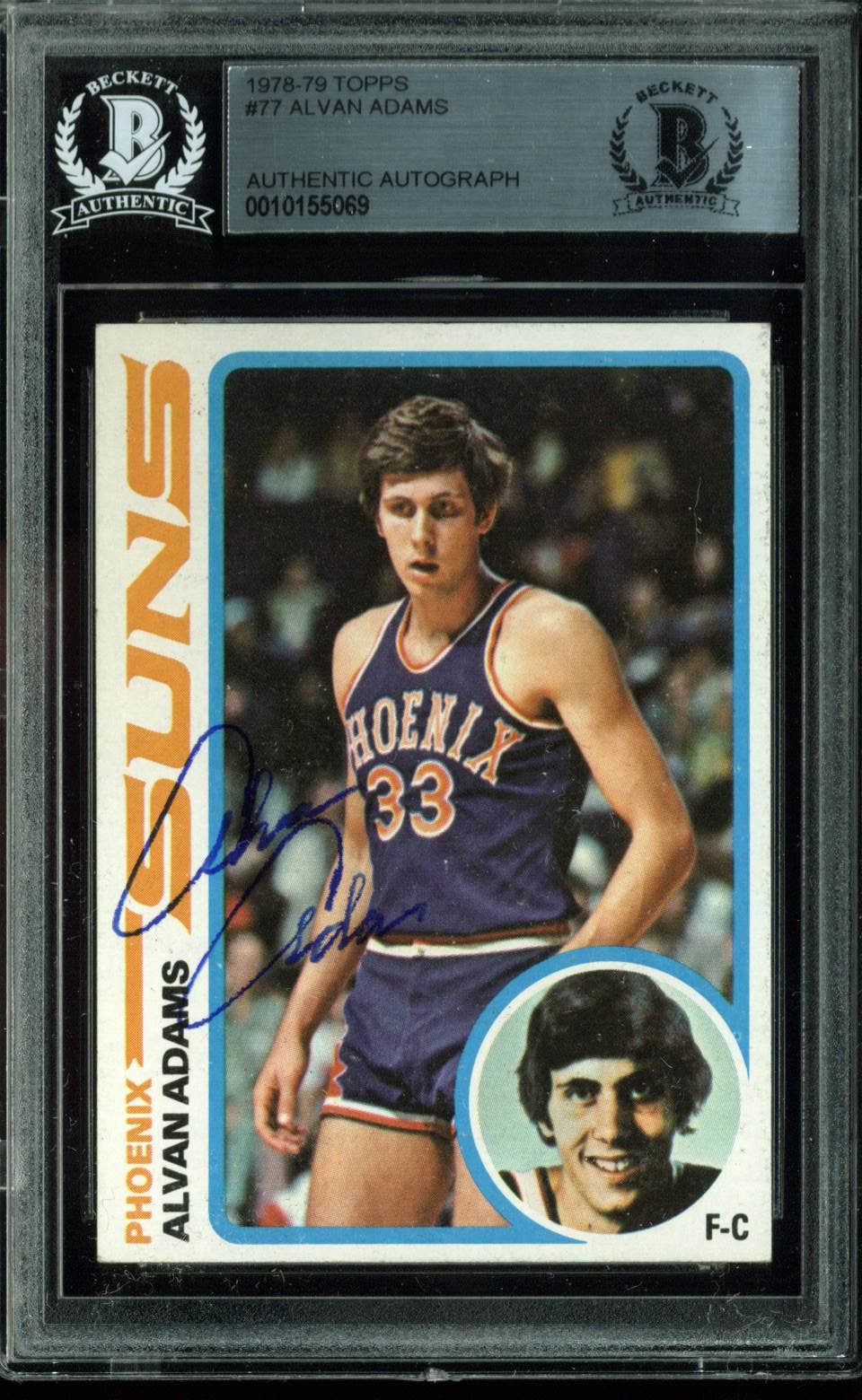 Suns Alvan Adams Authentic Signed Card 1978 Topps #77 Autographed BAS Slabbed