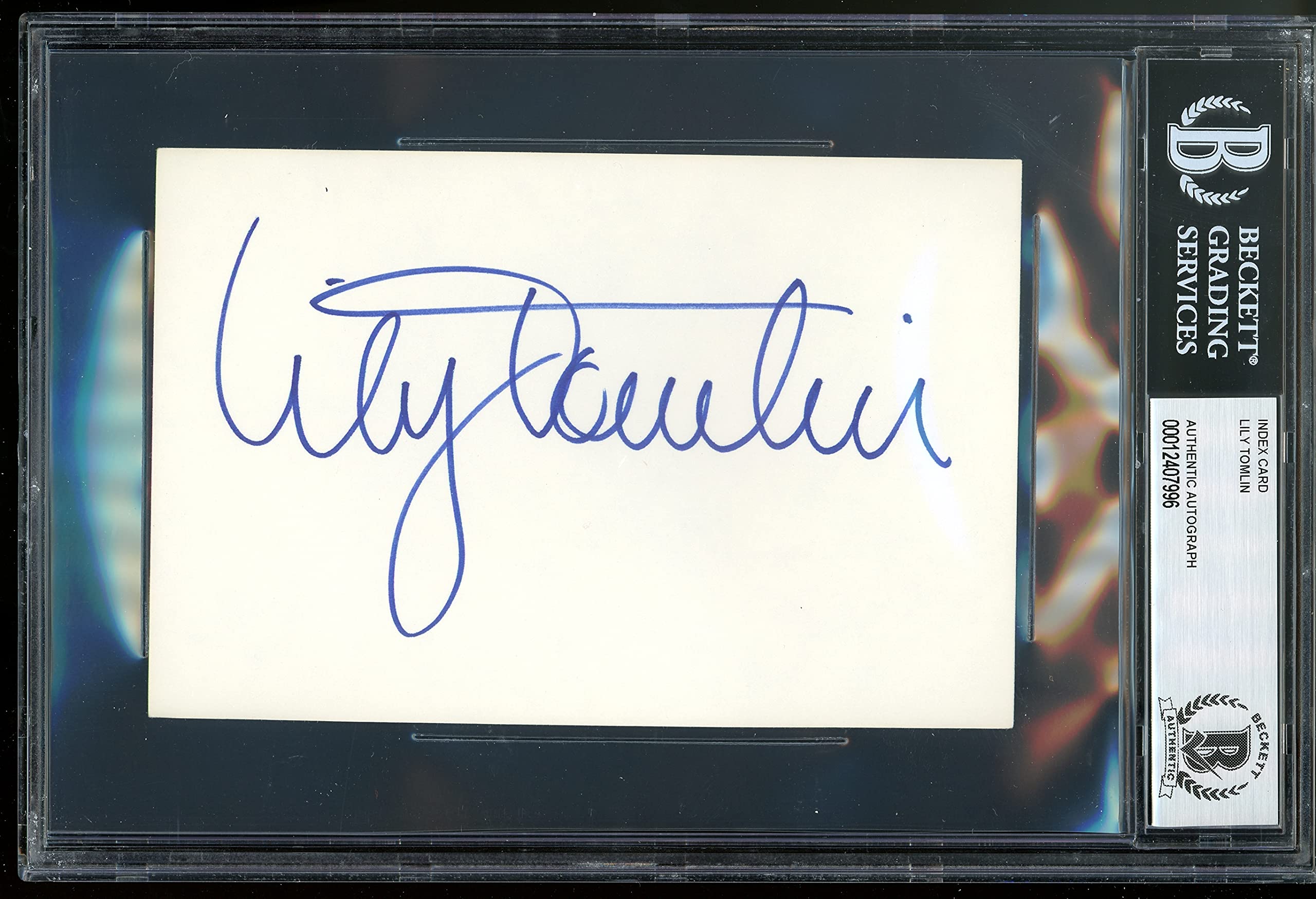 Lily Tomlin Rowan & Martin's Laugh-In Authentic Signed 4x6 Index Card BAS Slab