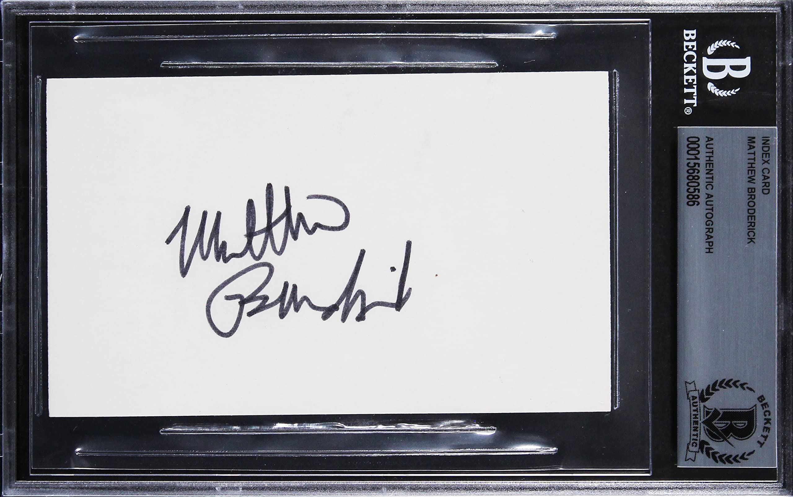 Matthew Broderick Ferris Bueller's Day Off Signed 3x5 Index Card BAS Slabbed