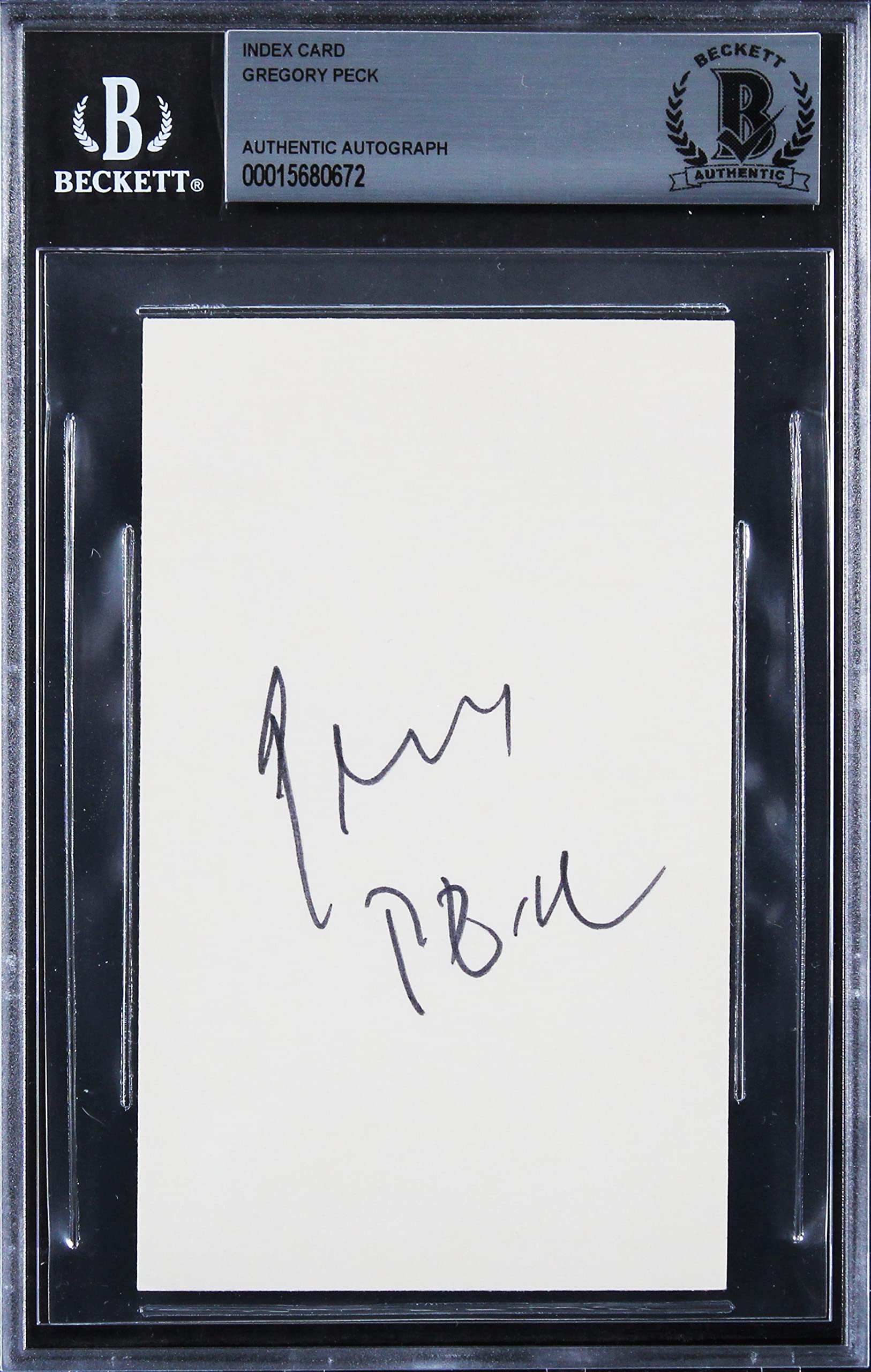 Gregory Peck To Kill a Mockingbird Authentic Signed 3x5 Index Card BAS Slabbed