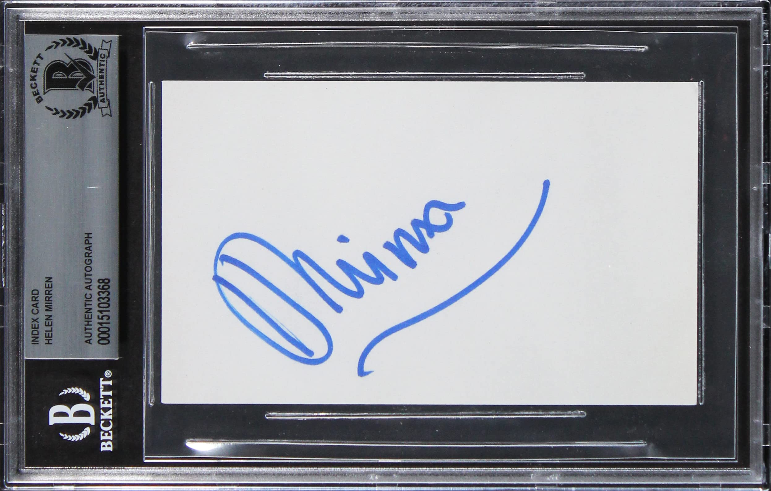 Helen Mirren The Queen Authentic Signed 3x5 Index Card Autographed BAS Slabbed