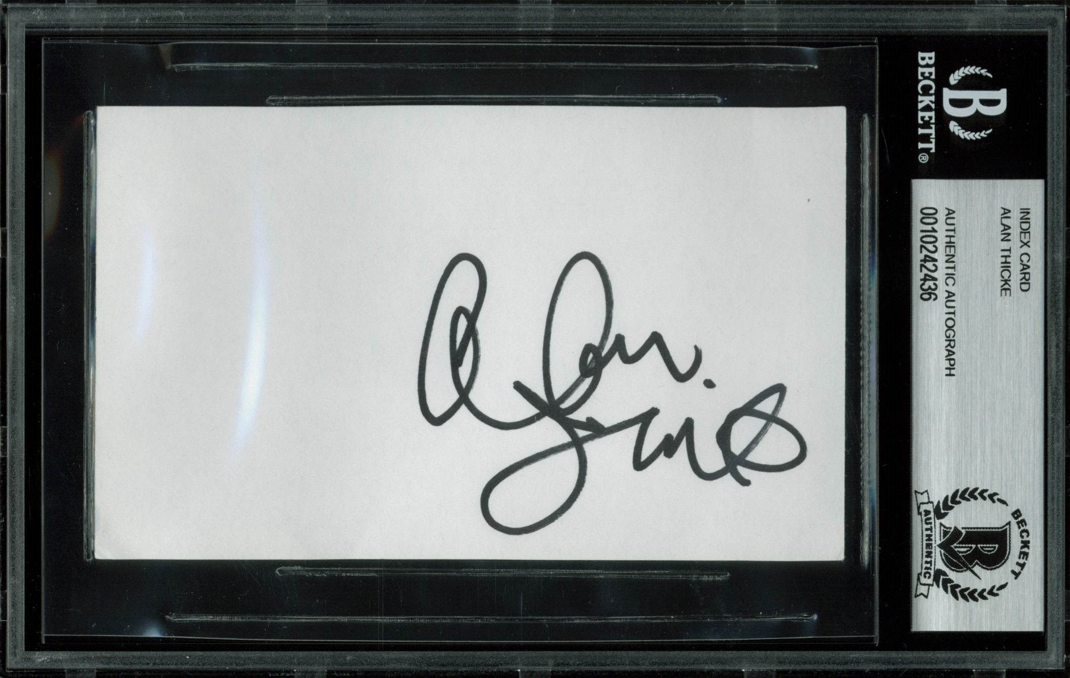 Alan Thicke Authentic Signed 3x5 Index Card In Black Autographed BAS Slabbed