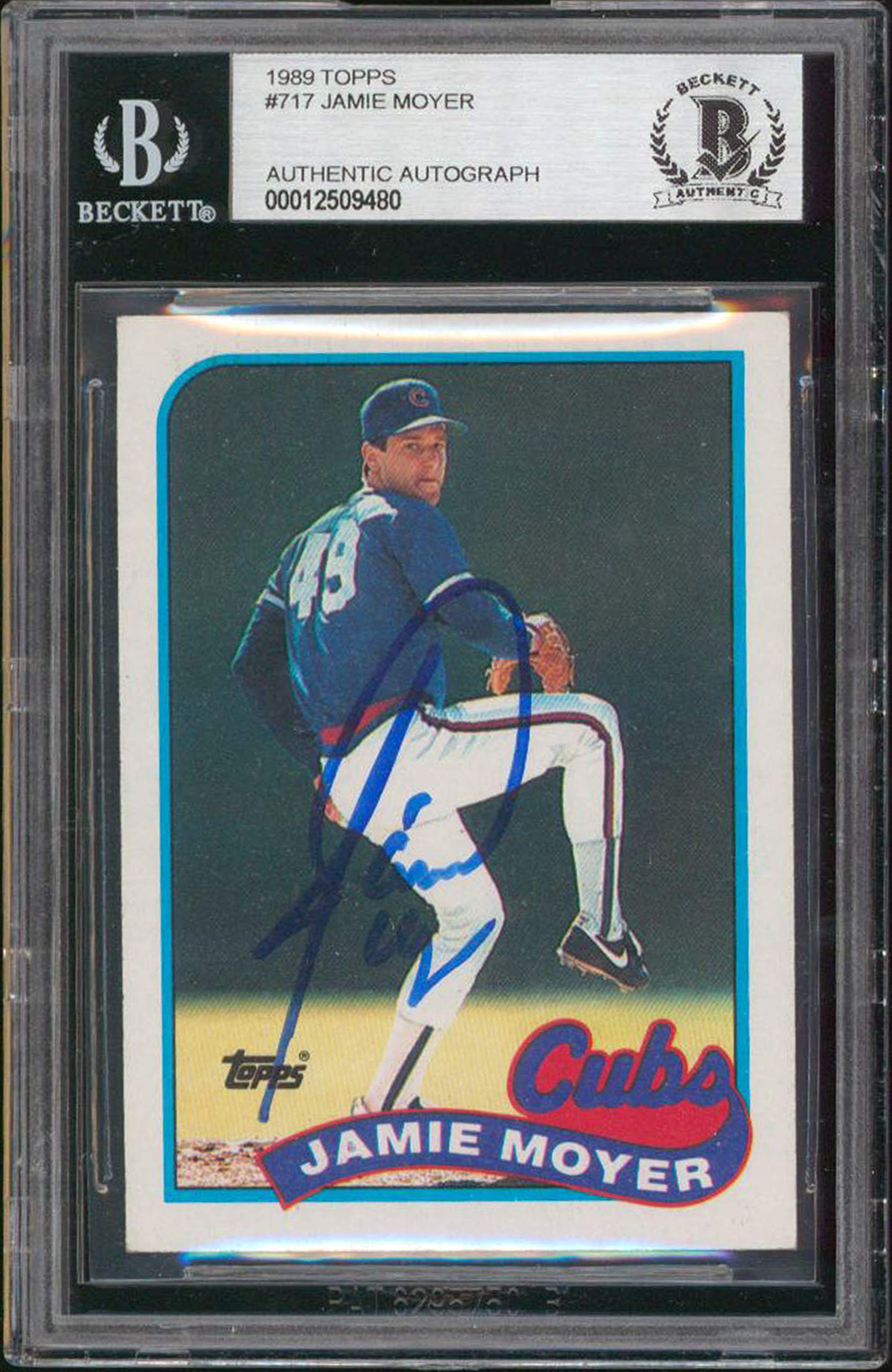 Cubs Jamie Moyer Authentic Signed 1989 Topps #717 Card Autographed BAS Slabbed