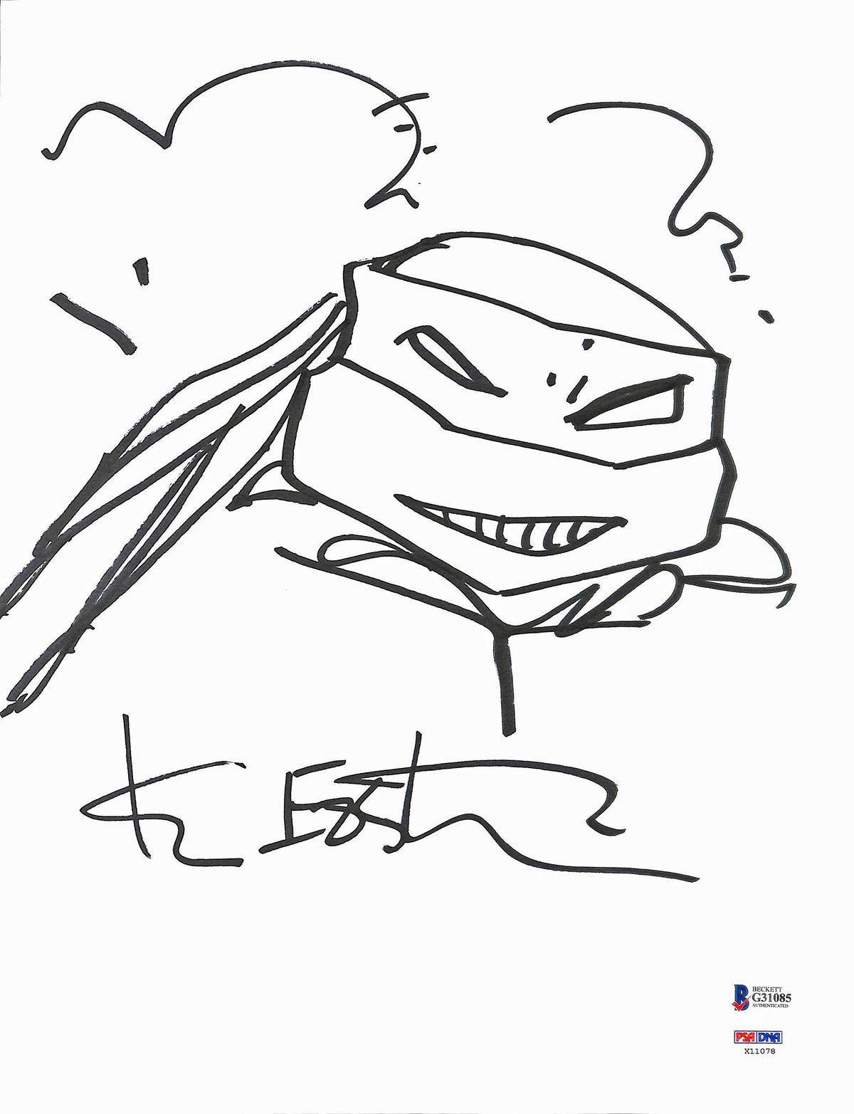 Kevin Eastman Signed 11x14 Teenage Mutant Ninja Turtles Sketch BAS #G31085