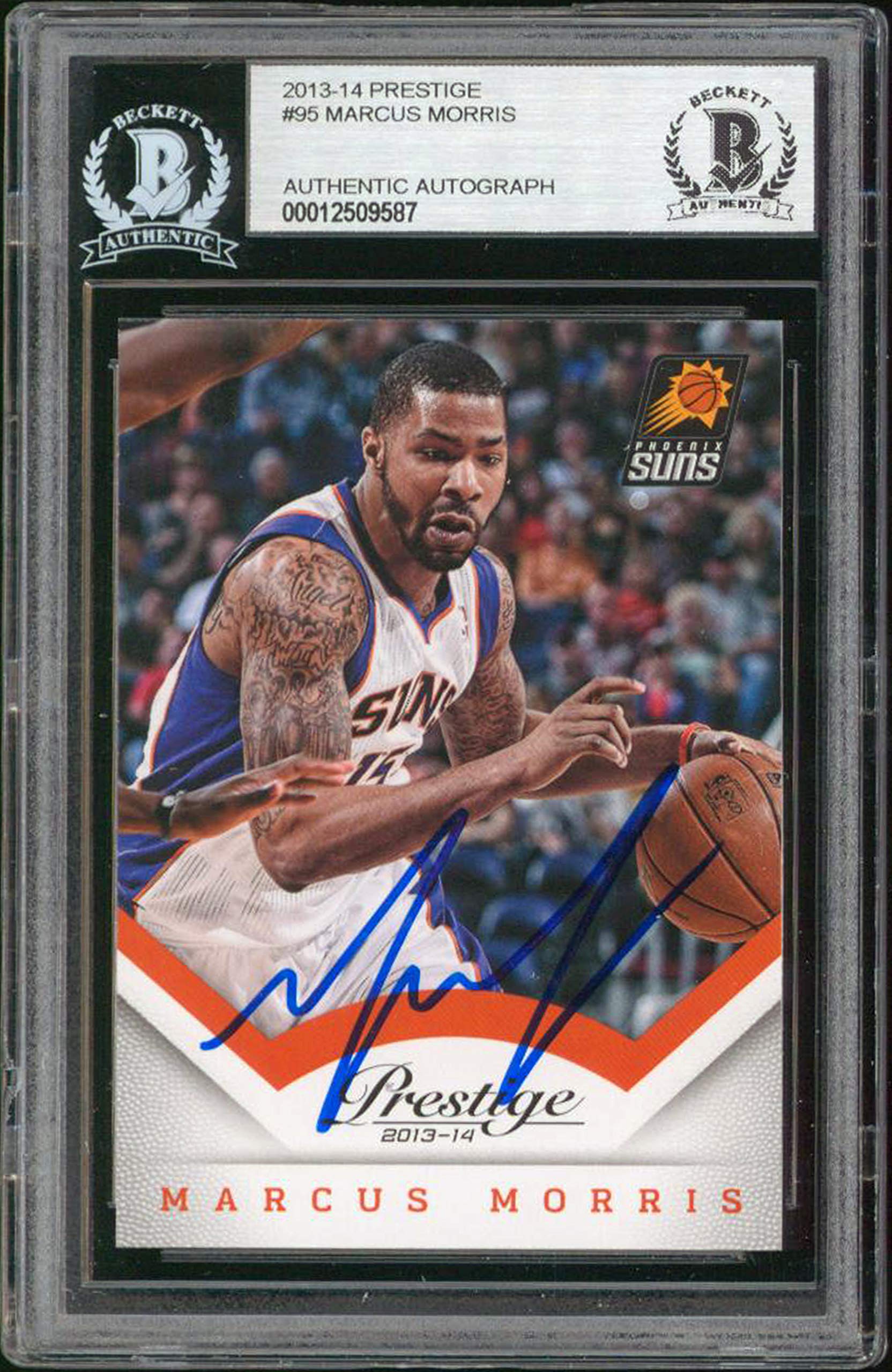 Suns Marcus Morris Authentic Signed 2013 Prestige #95 Card BAS Slabbed
