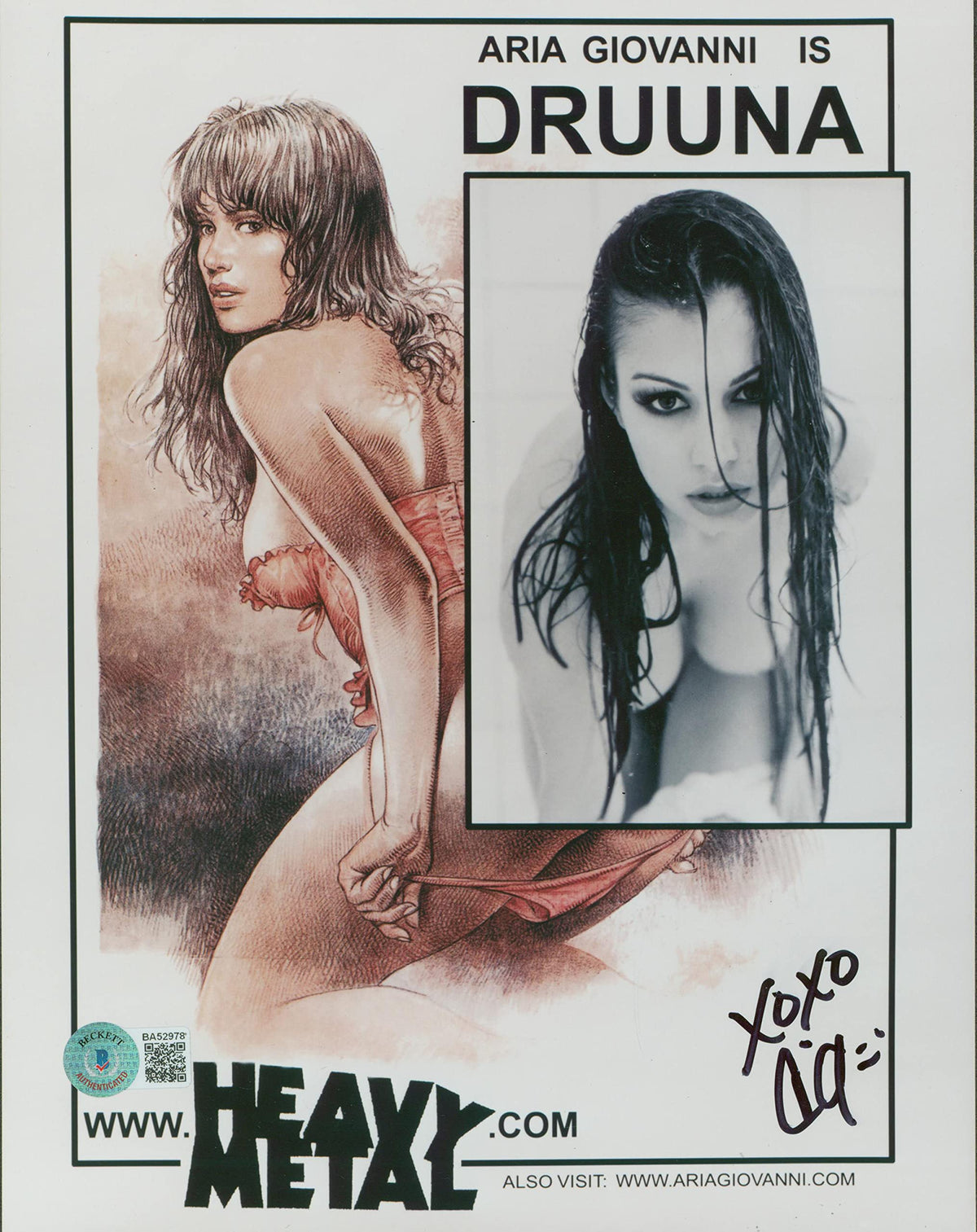 Aria Giovanni Heavy Metal Authentic Signed 8x10 Photo Autographed BAS #BA52978