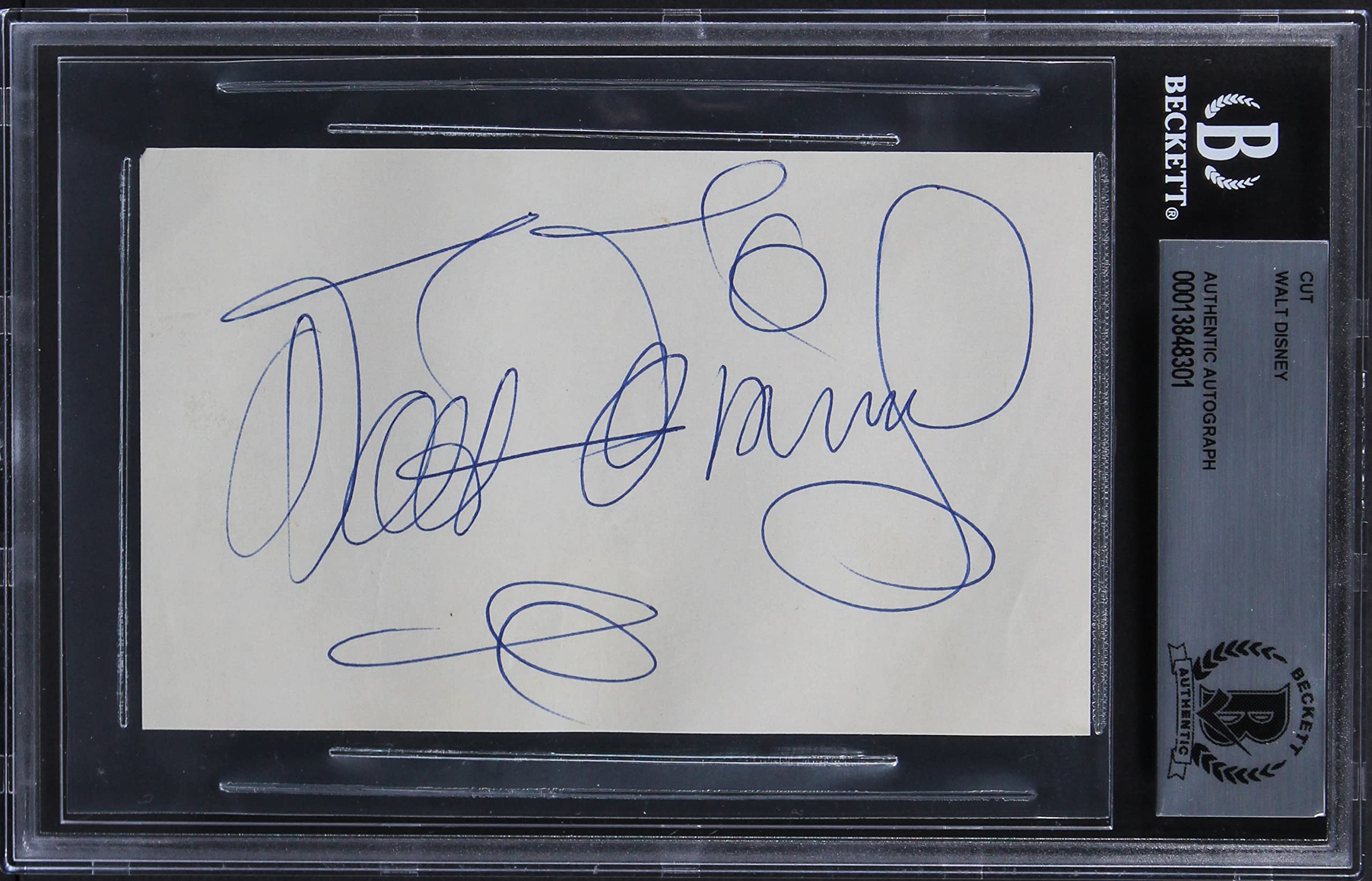 Walt Disney Authentic Signed 3x5 Cut Signature Autographed BAS Slabbed