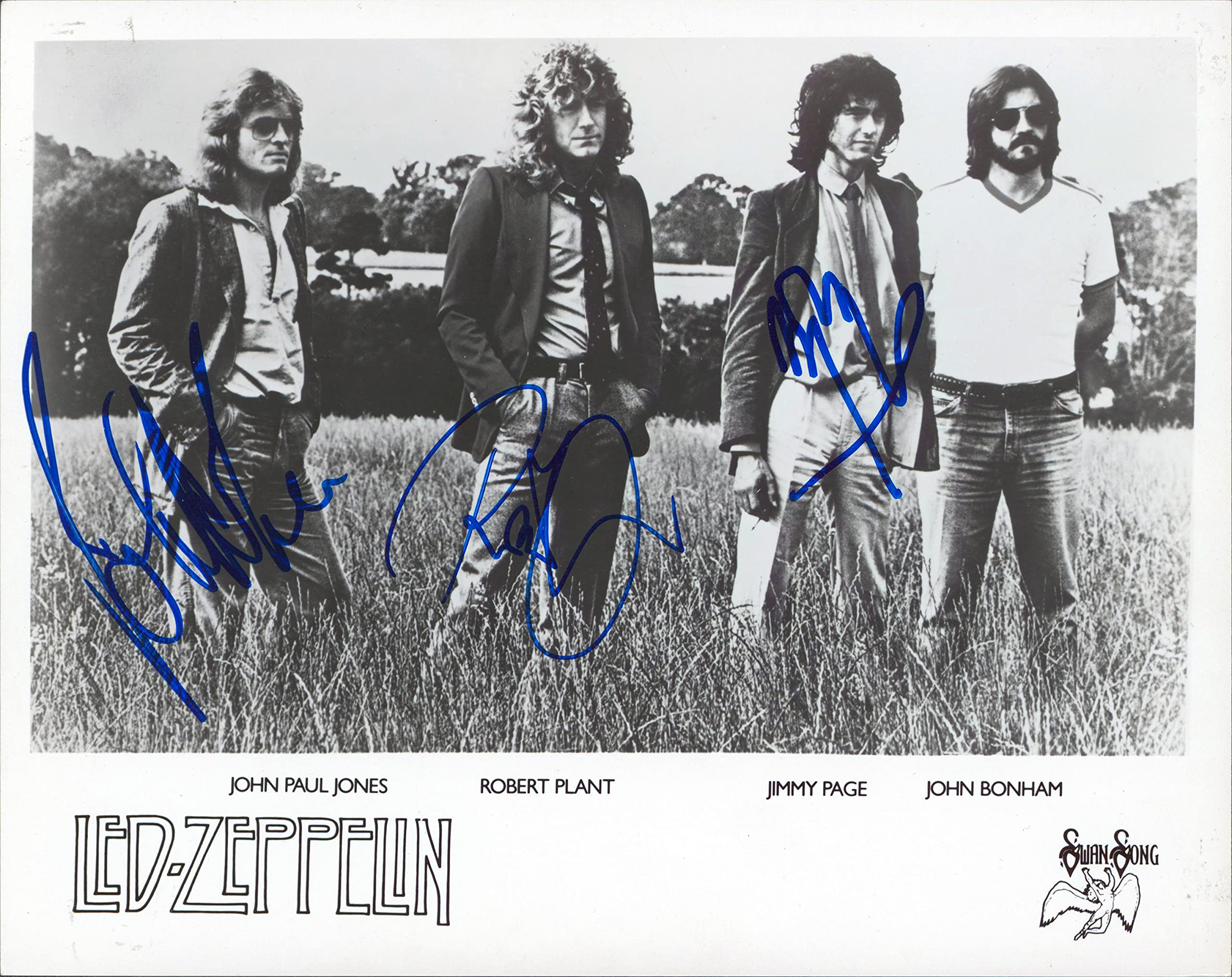 Led Zeppelin (3) Page, Plant, & Jones Authentic Signed 8x10 Photo JSA #BB98883