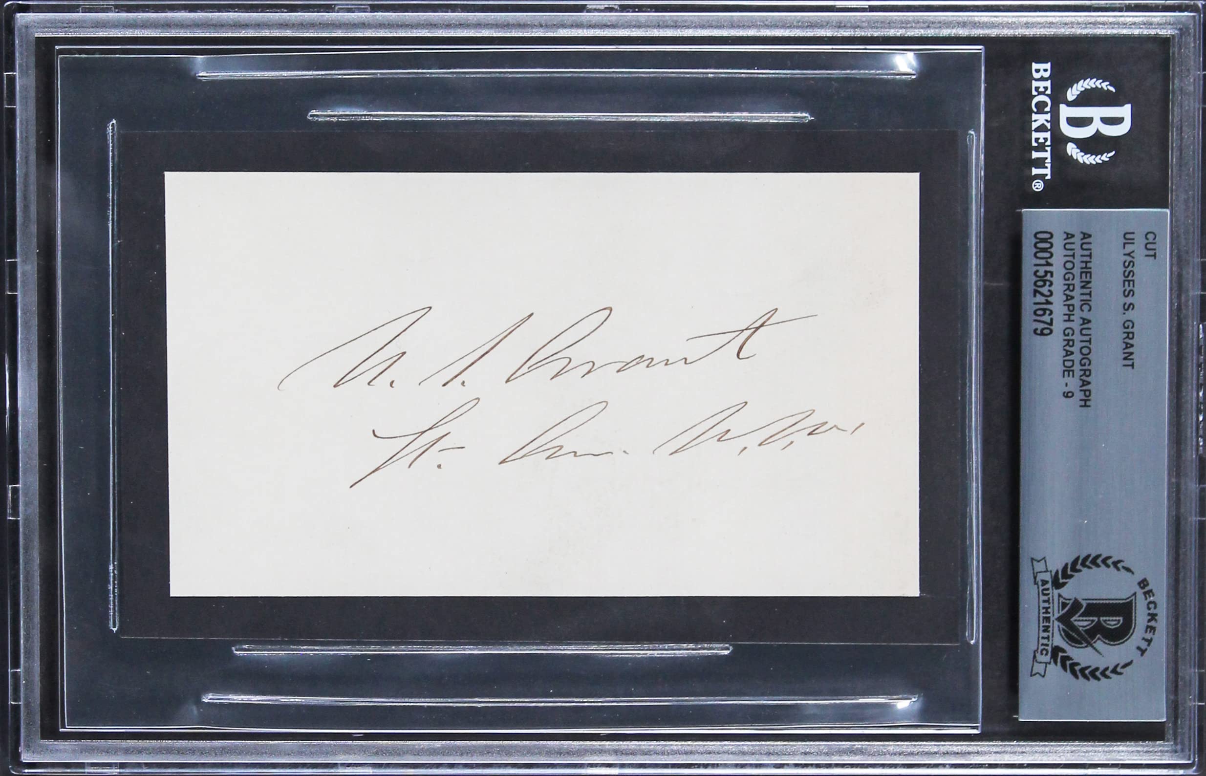 Ulysses S. Grant Authentic Signed 2.5x4.5 Cut Signature Auto Mint 9! BAS Slabbed