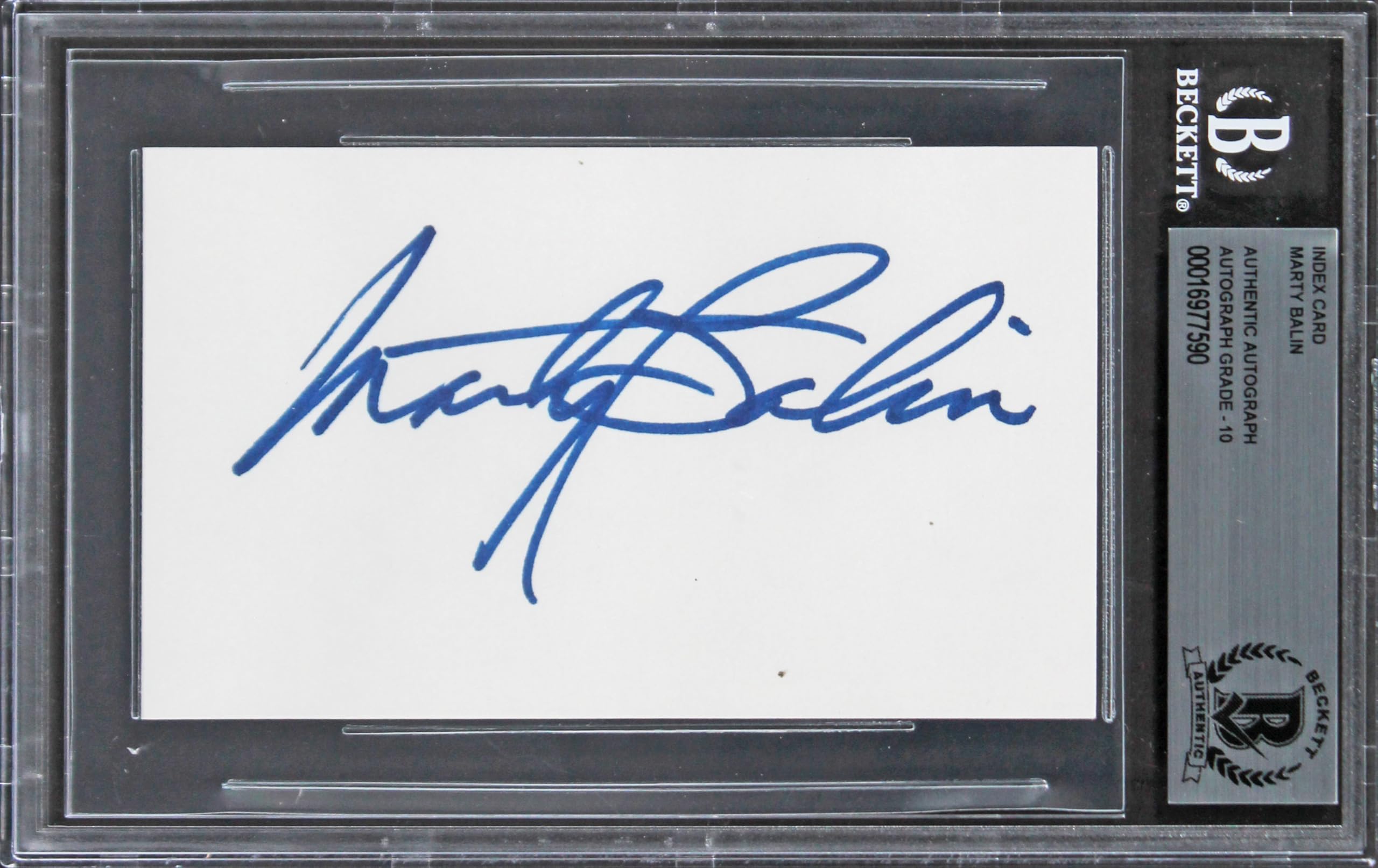 Marty Balin Jefferson Airplane Signed 3x5 Index Card Auto Grade 10 BAS Slabbed 2