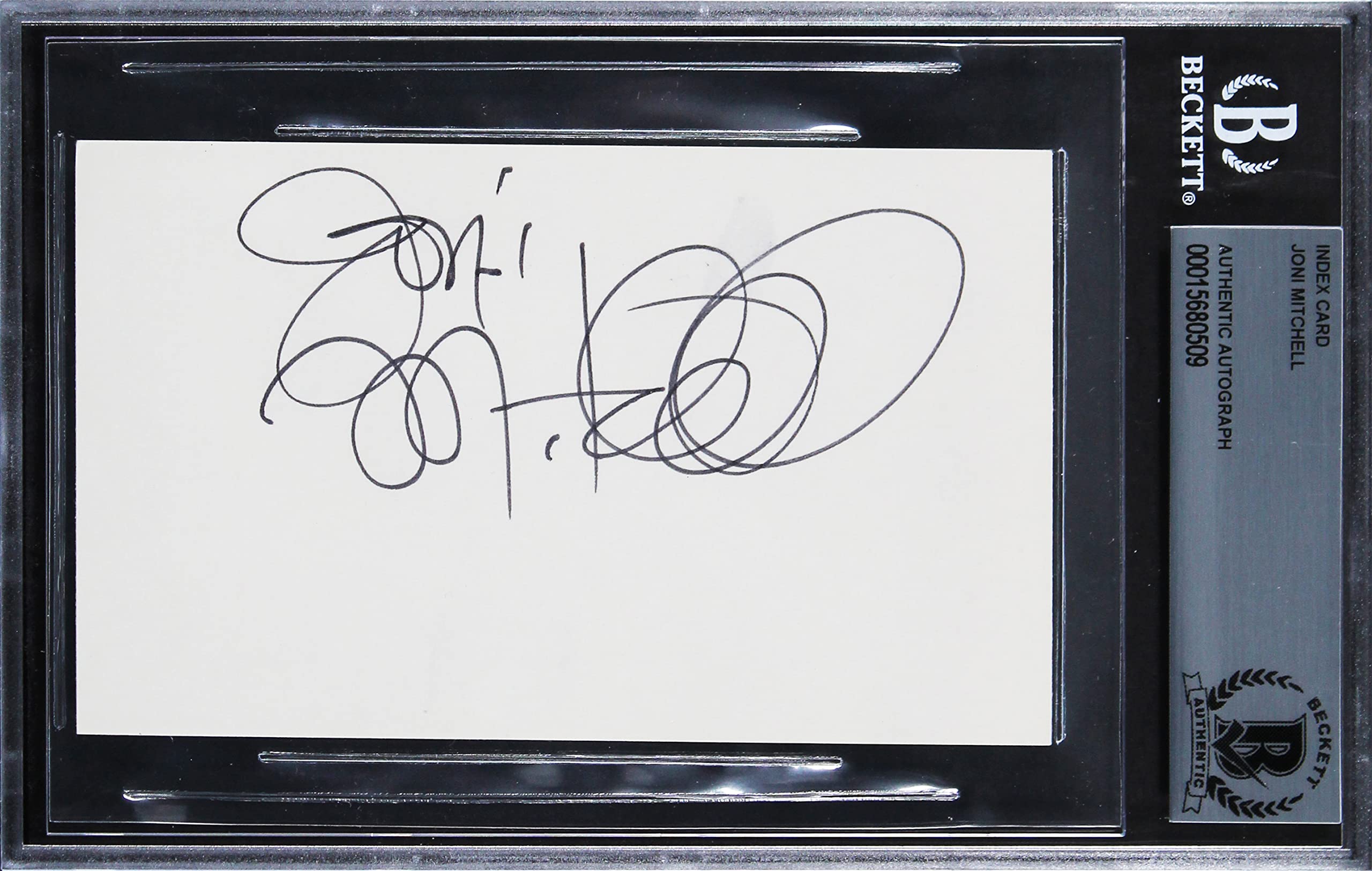Joni Mitchell Authentic Signed 3x5 Index Card Autographed BAS Slabbed 2