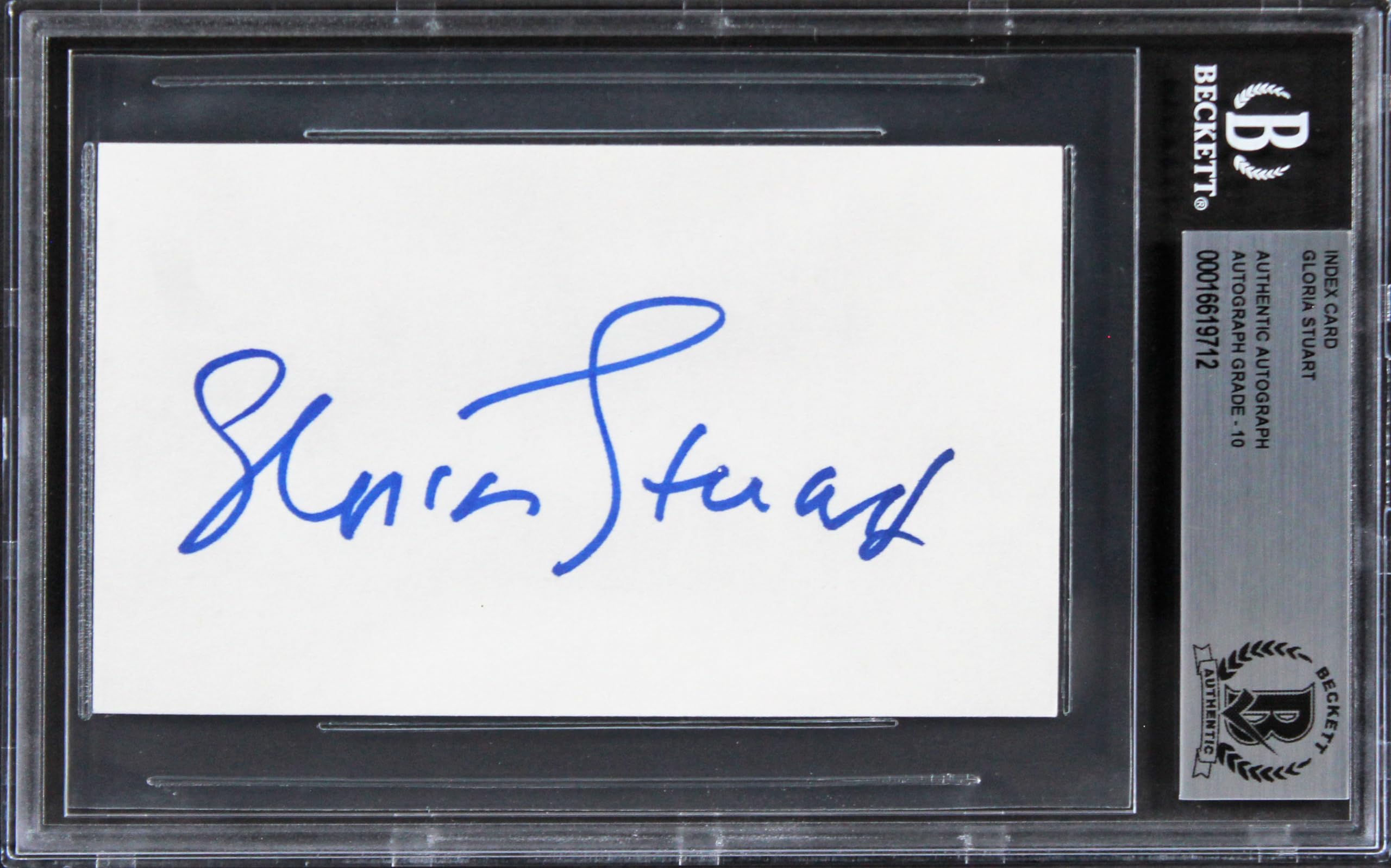 Gloria Stuart Titanic Signed 3x5 Index Card Auto Graded Gem Mint 10! BAS Slab 1