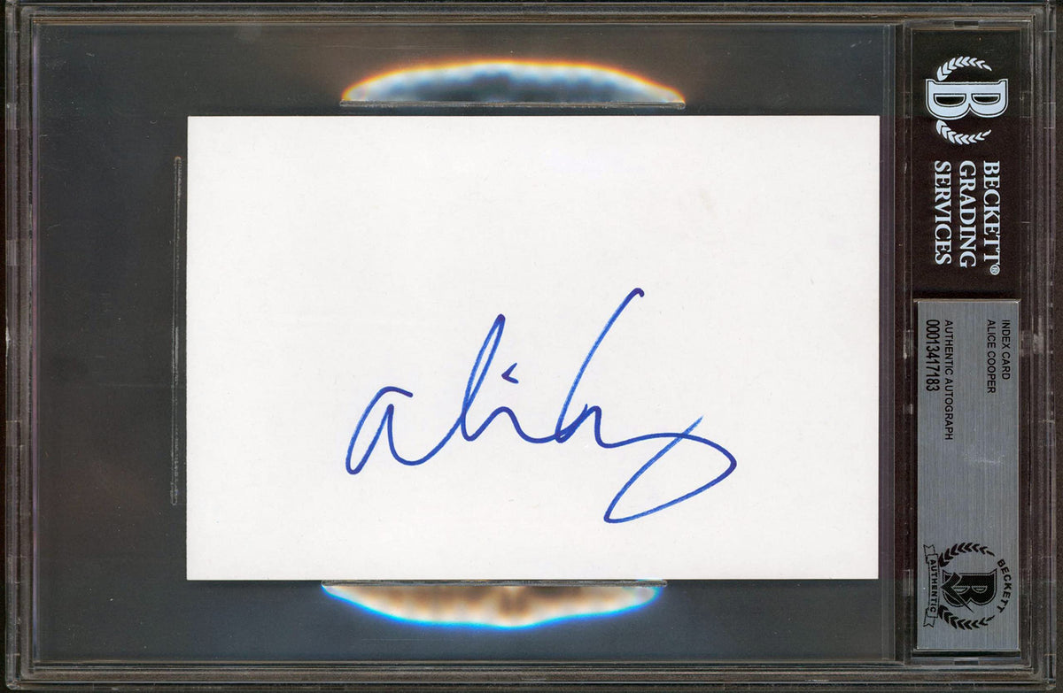 Alice Cooper Authentic Signed 4x6 Index Card Autographed BAS Slabbed