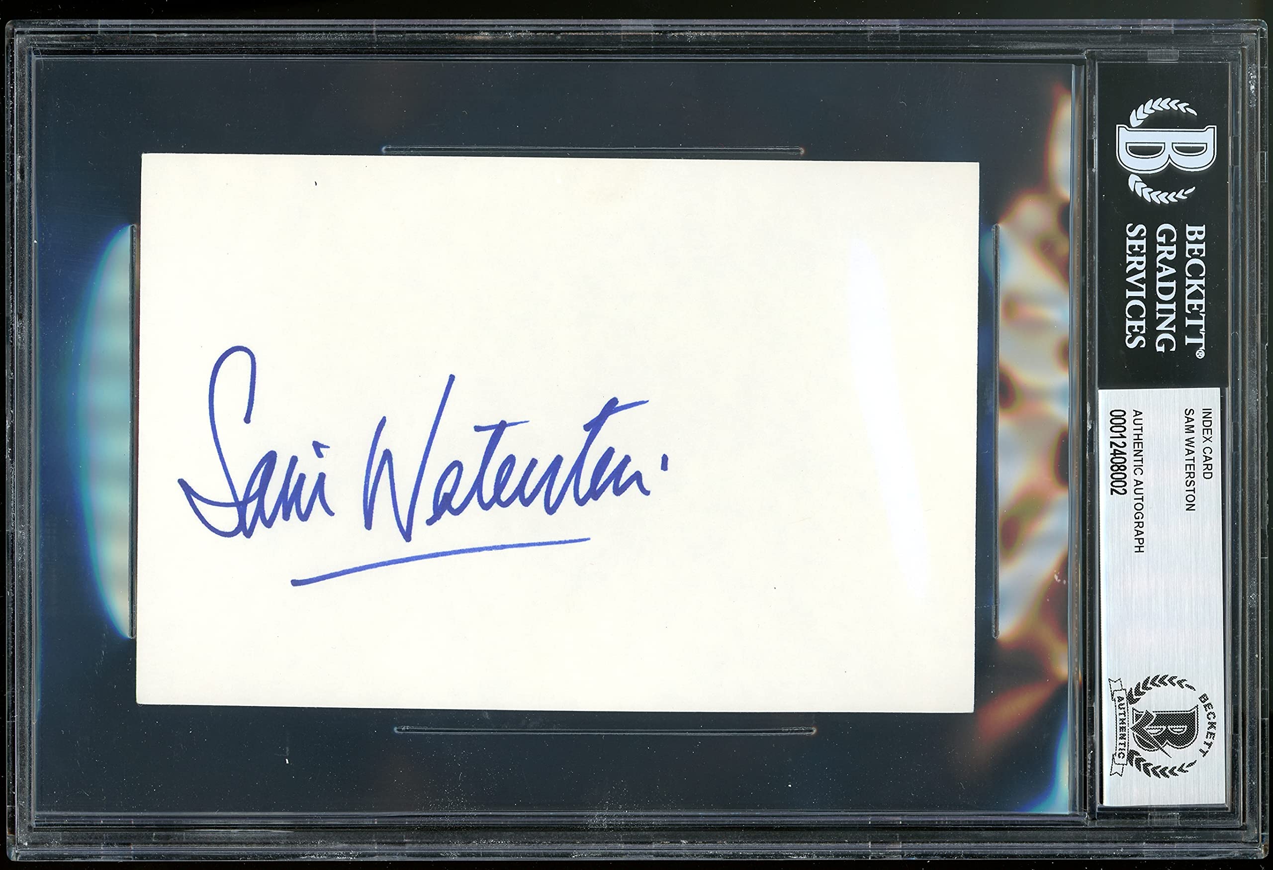 Sam Waterston Law & Order Authentic Signed 4x6 Index Card Autographed BAS Slab