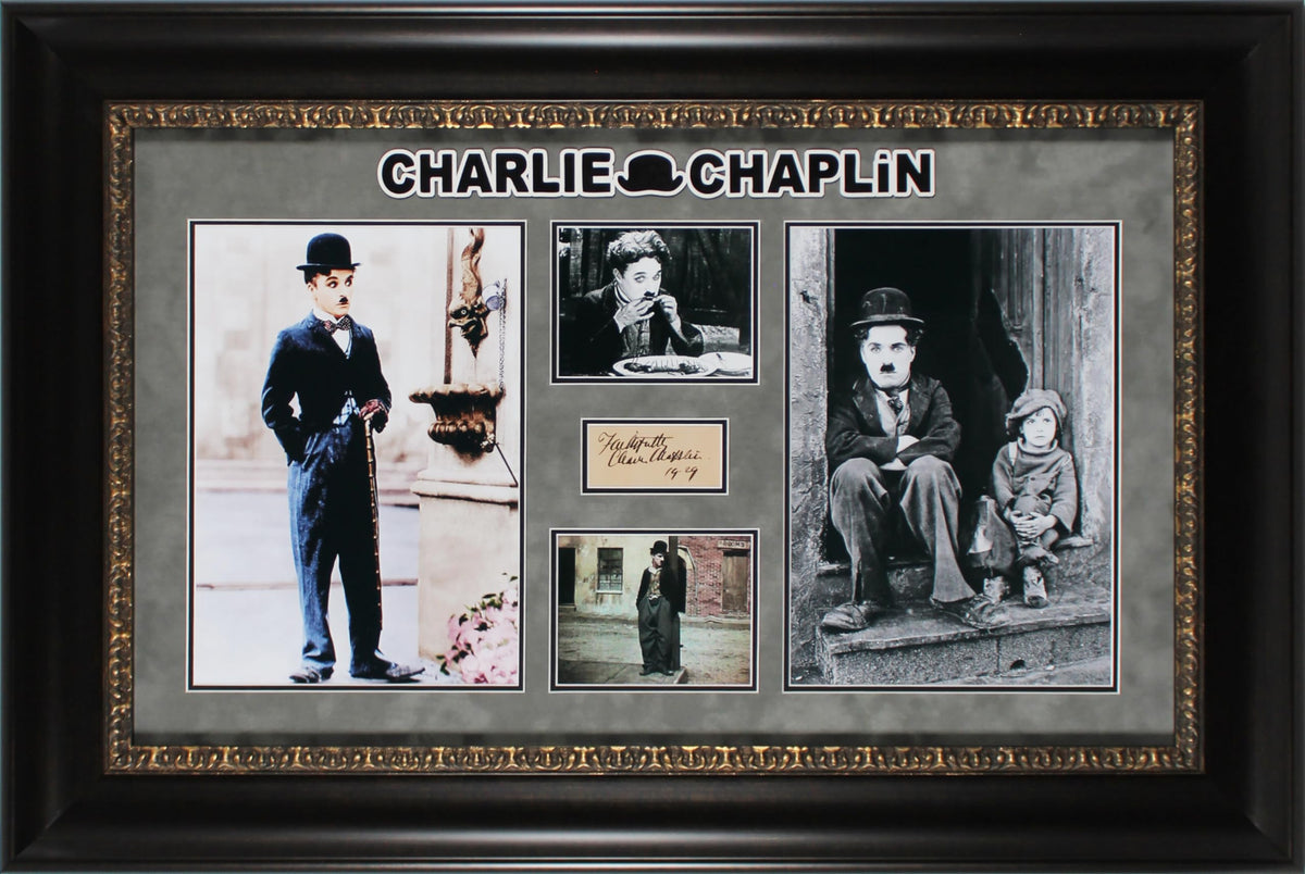 Charlie Chaplin Faithfully 19-29 Signed & Framed 2x4 Cut Signature BAS #AC33536