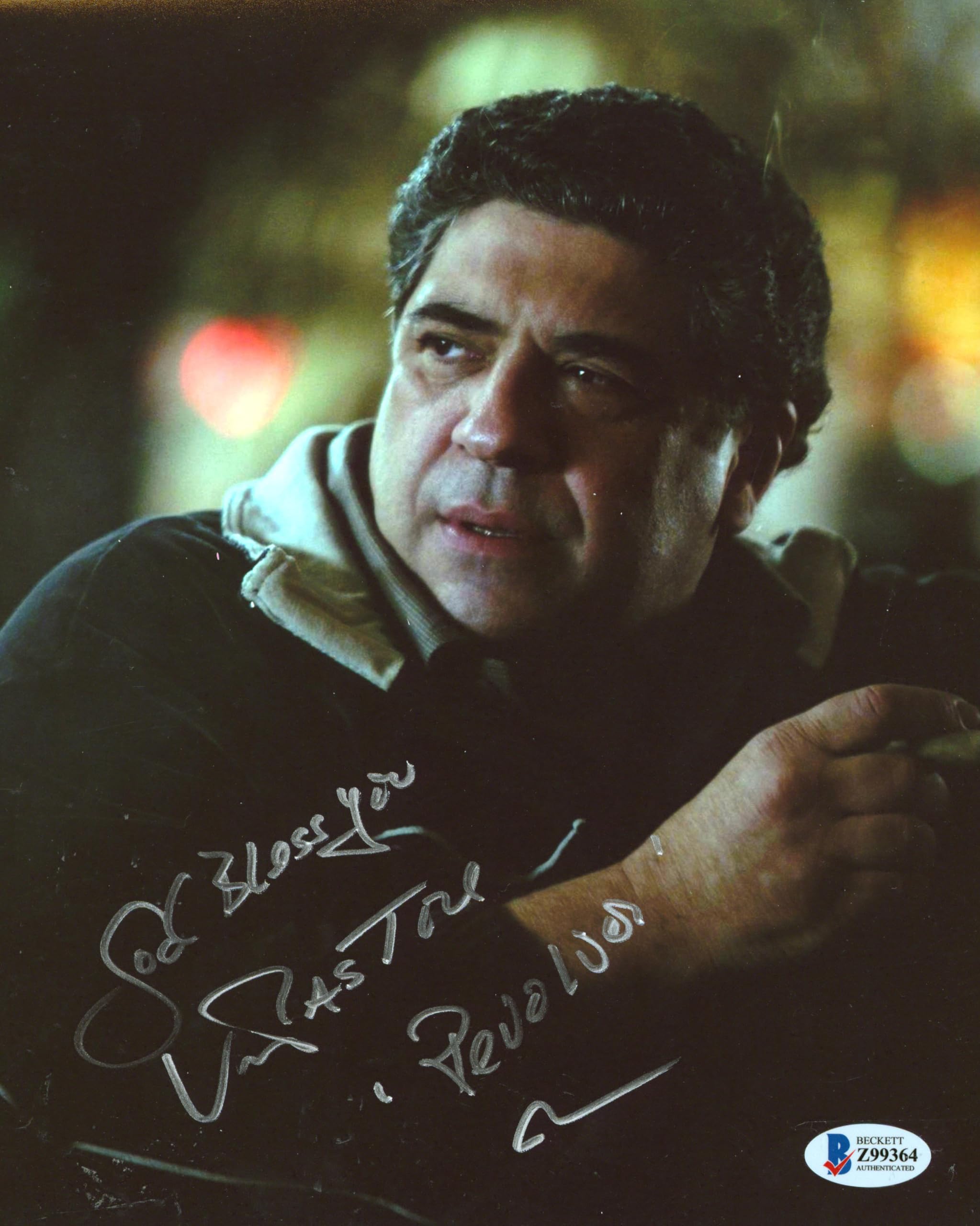 Vincent Pastore The Sopranos "God Bless, Revolver" Signed 8x10 Photo BAS #Z99364
