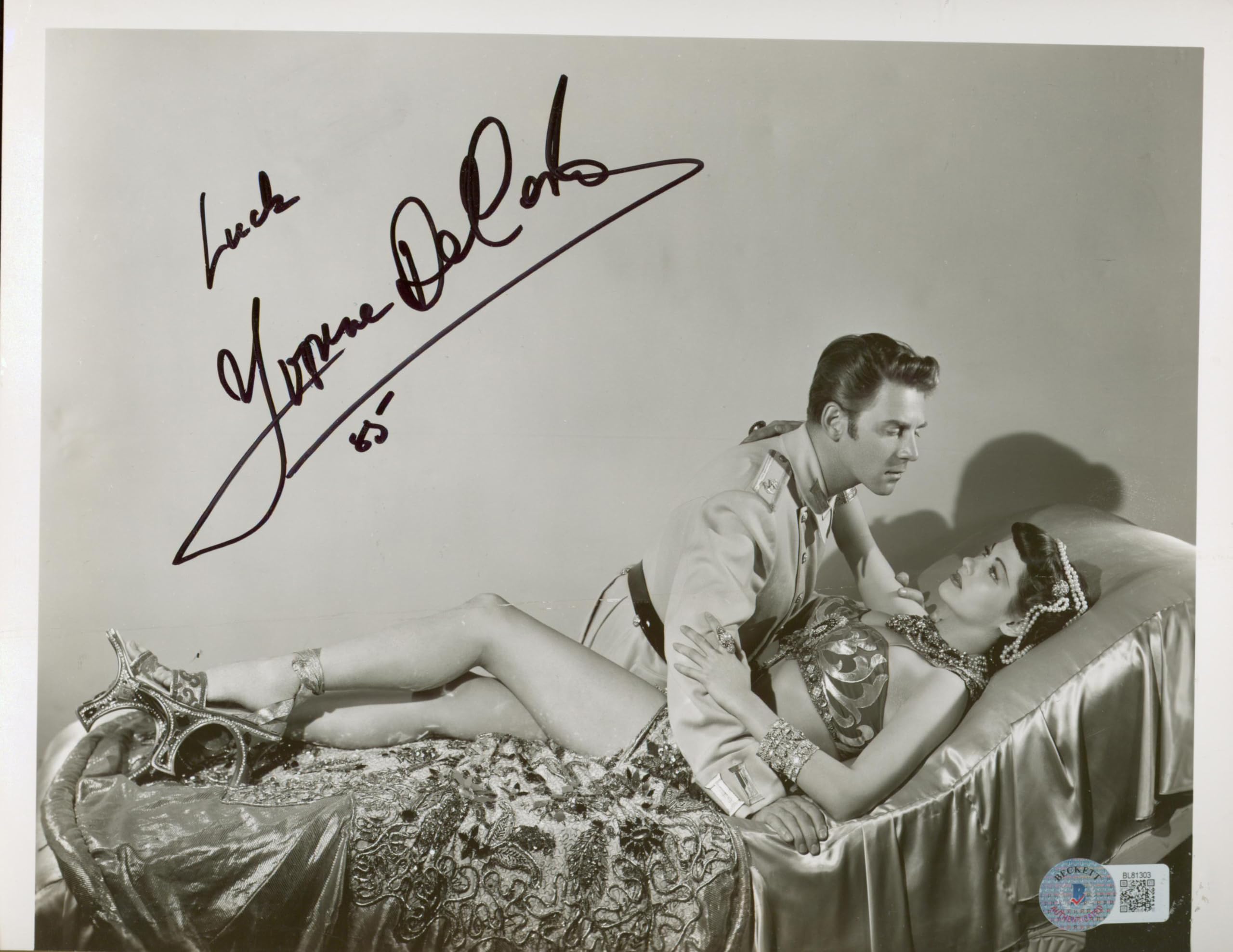 Yvonne De Carlo Song of Scheherazade "Luck" Signed 8x10 Photo BAS #BL81303