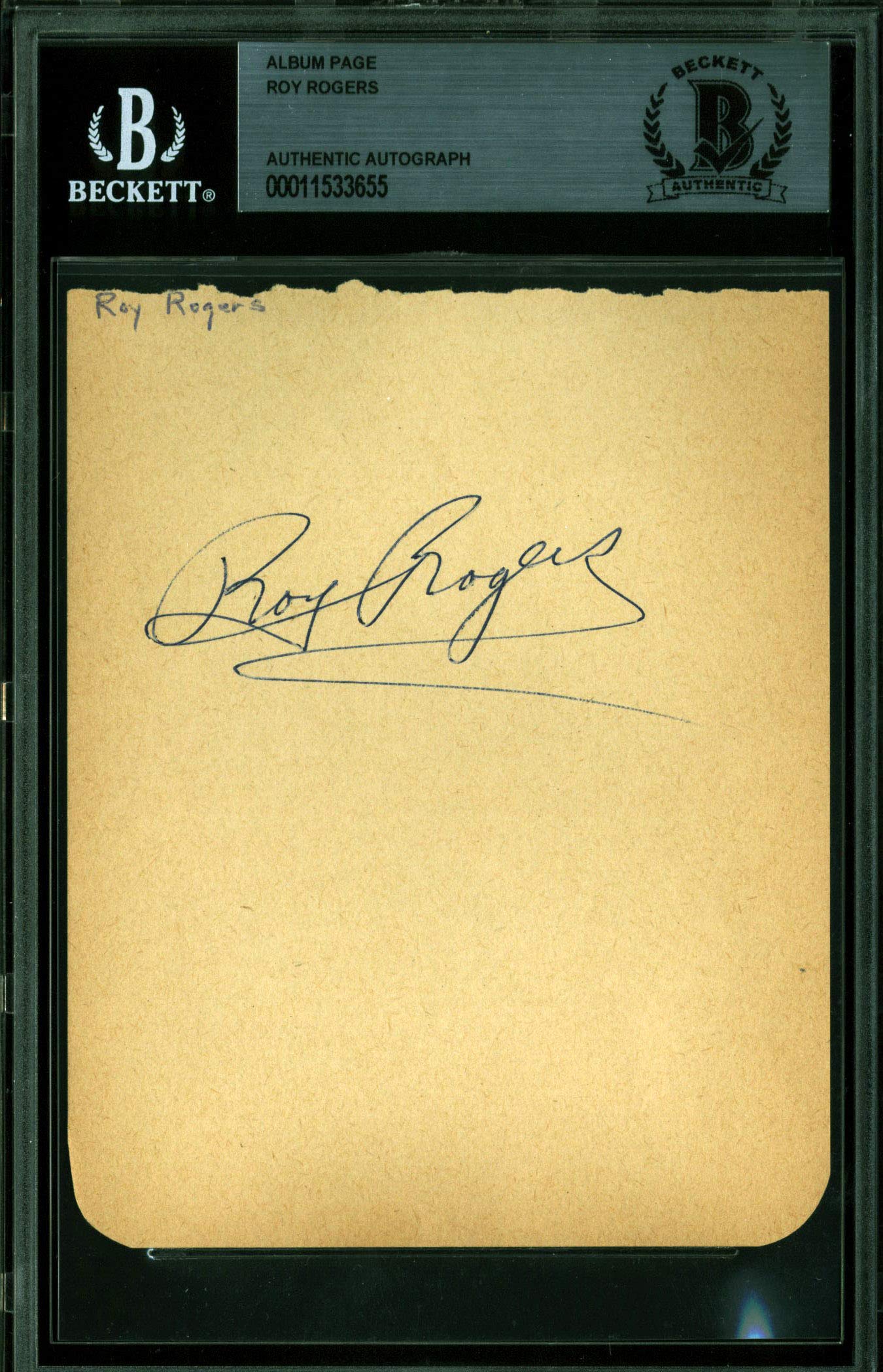 Roy Rogers The Roy Rogers Show Authentic Signed 4x5 Album Page BAS Slabbed