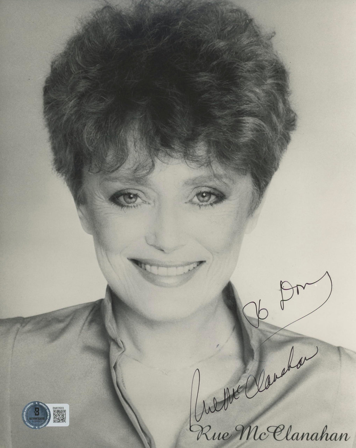 Rue McClanahan Golden Girls Authentic Signed 8x10 Photo Autographed BAS #BM03503
