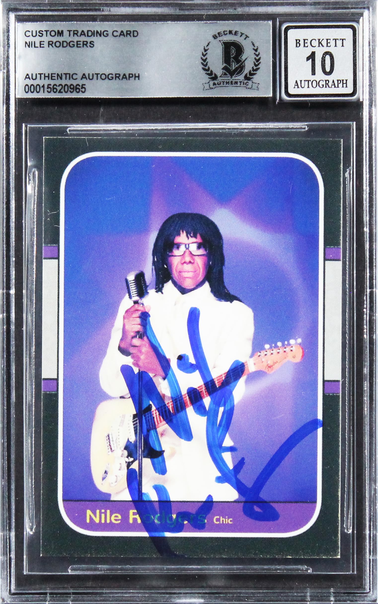 Nile Rodgers Chic Authentic Signed Custom Trading Card Auto 10! BAS Slabbed