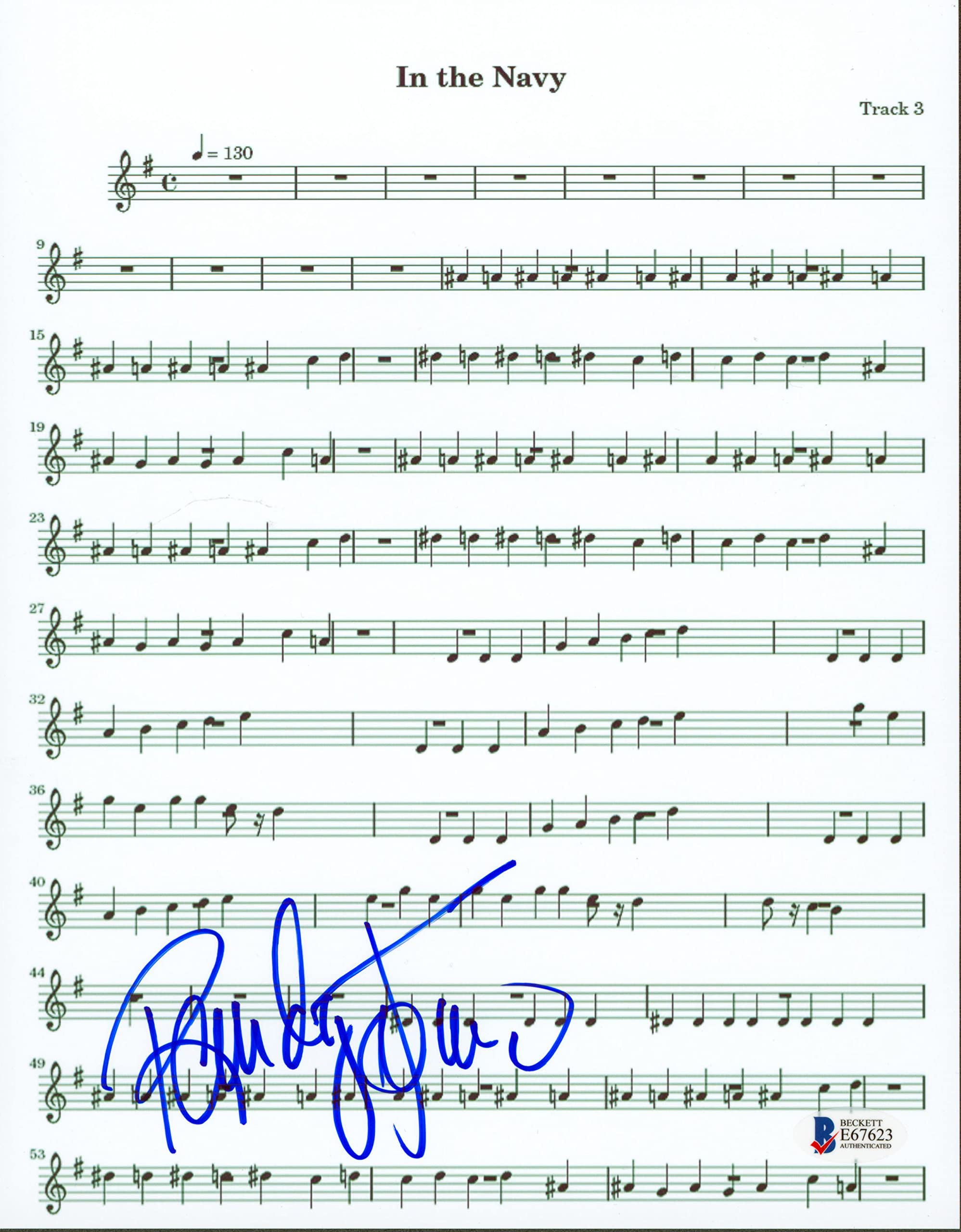 Randy Jones Authentic Signed 8.5X11 In The Navy Music Sheet Photo BAS #E67623