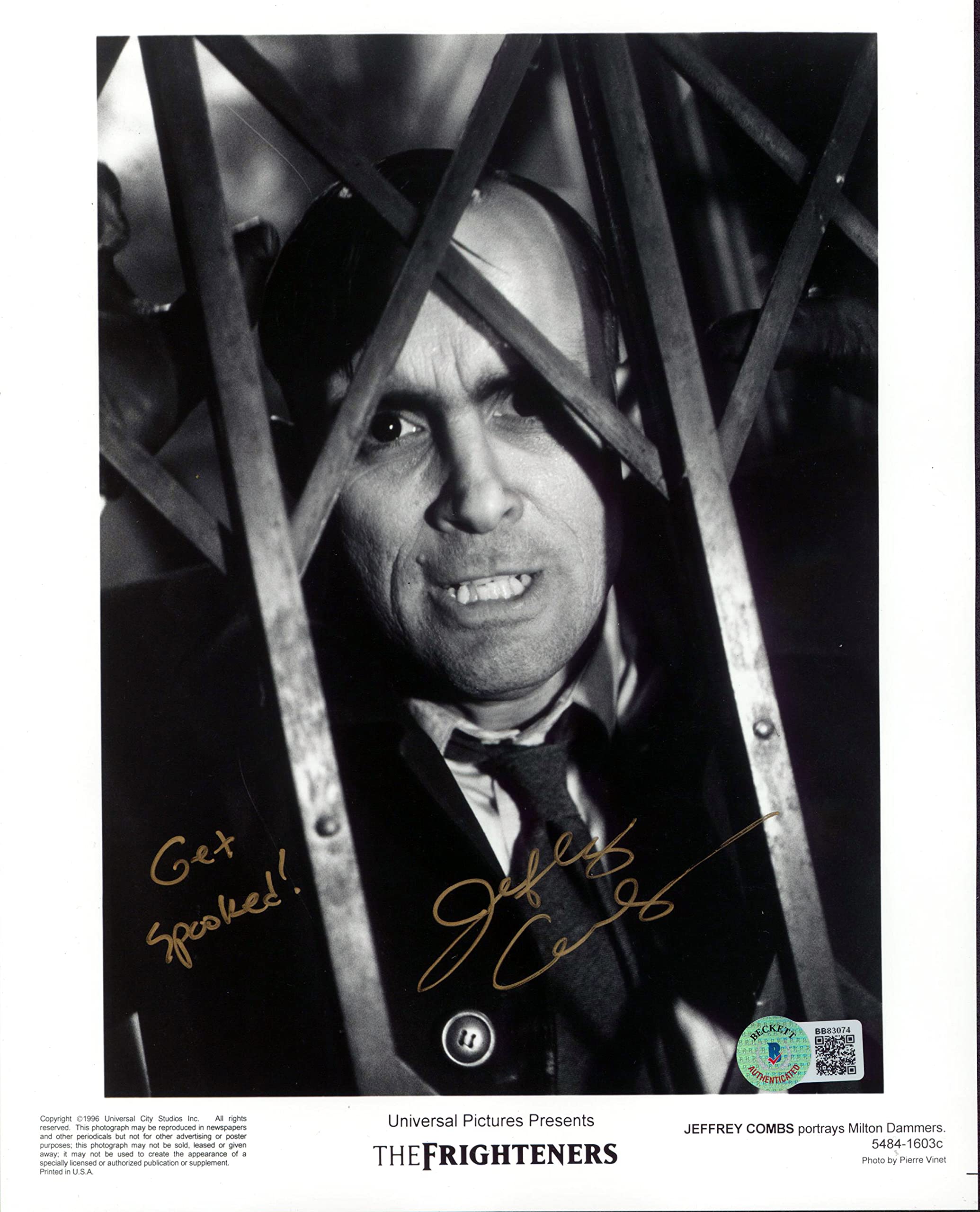 Jeffrey Combs The Frighteners Authentic Signed 8x10 Promo Photo BAS #BB83074