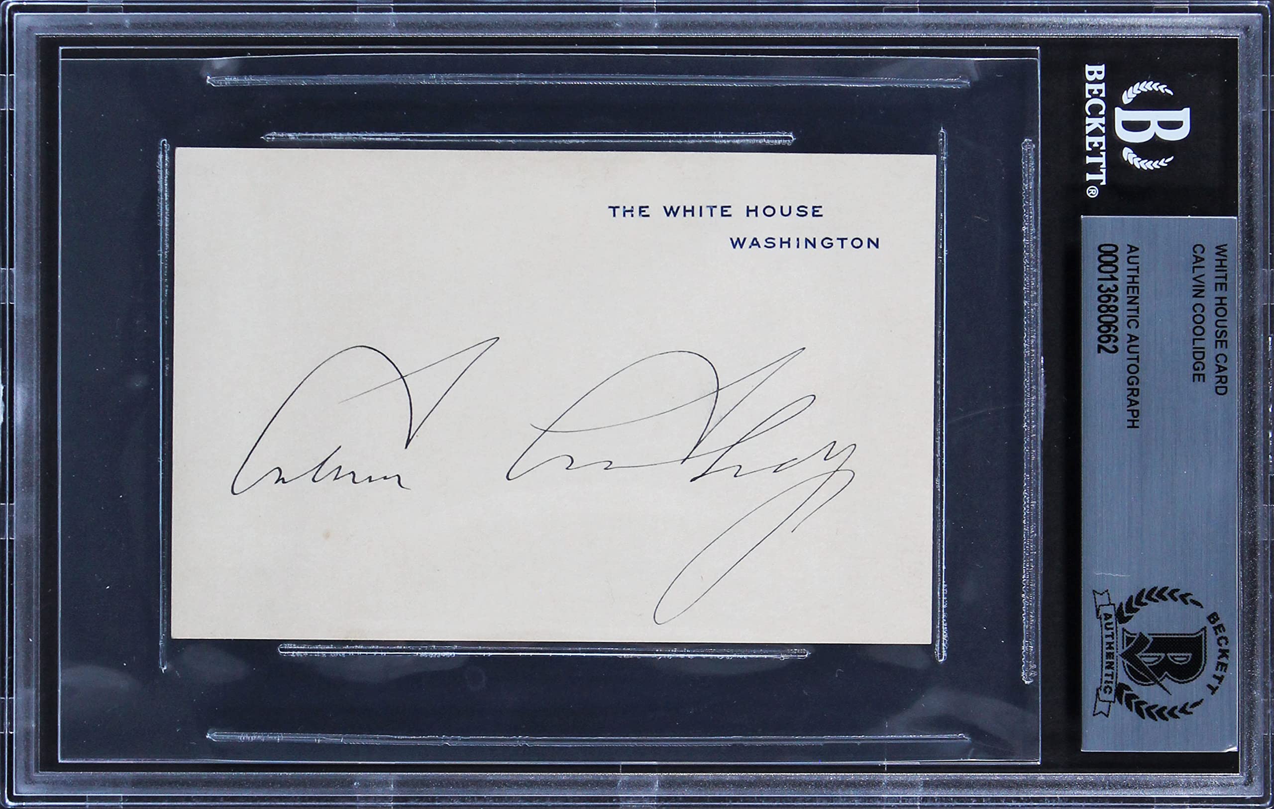 Calvin Coolidge Authentic Signed 2.75x4.25 White House Card BAS Slabbed