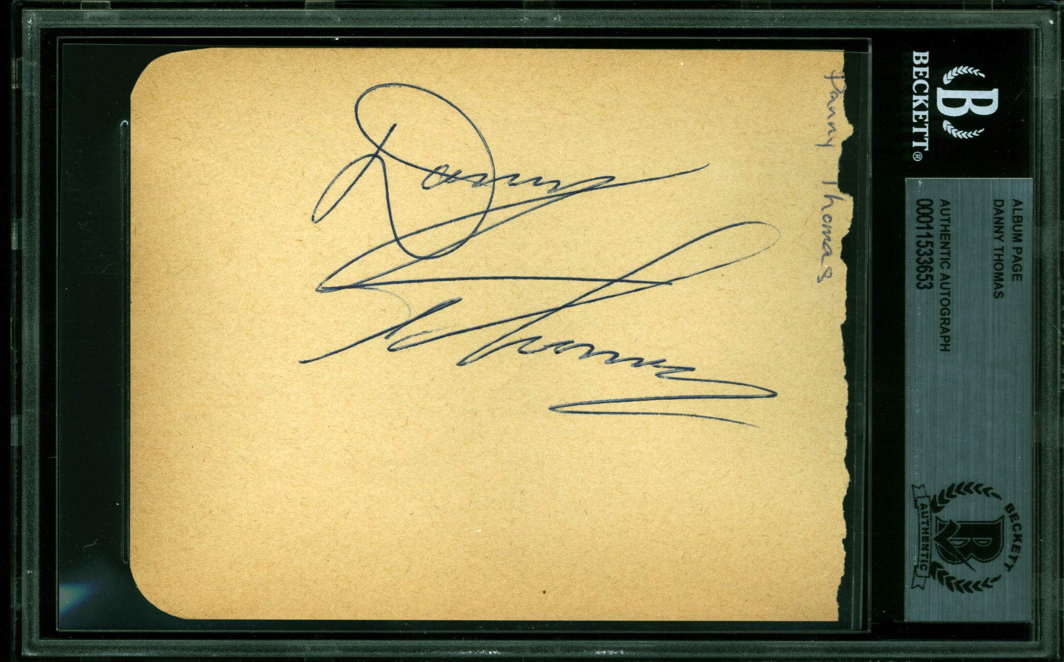 Danny Thomas The Danny Thomas Show Authentic Signed 4x5 Album Page BAS Slabbed