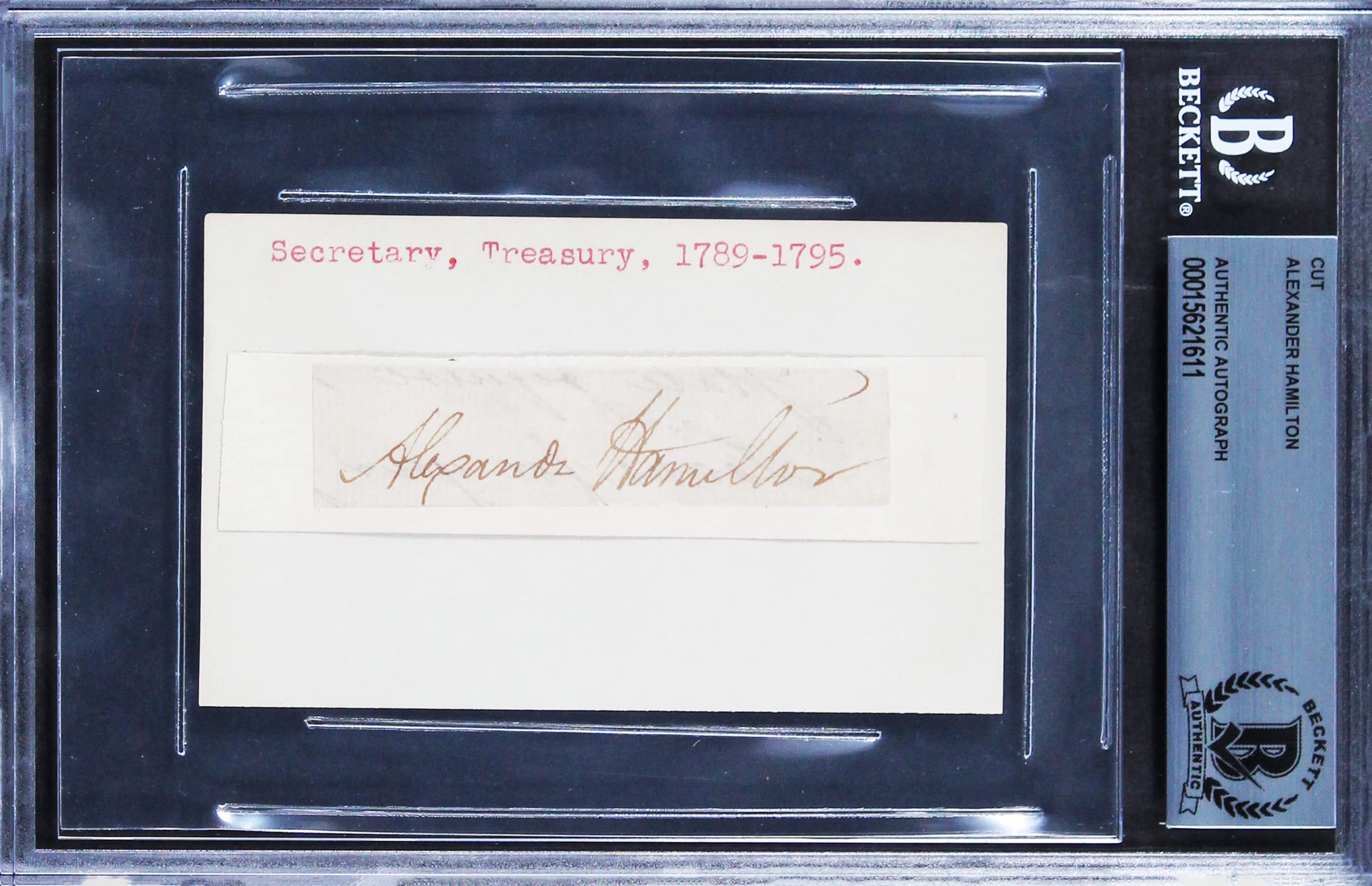 Alexander Hamilton Authentic Signed .75x3 Cut Signature BAS Slabbed