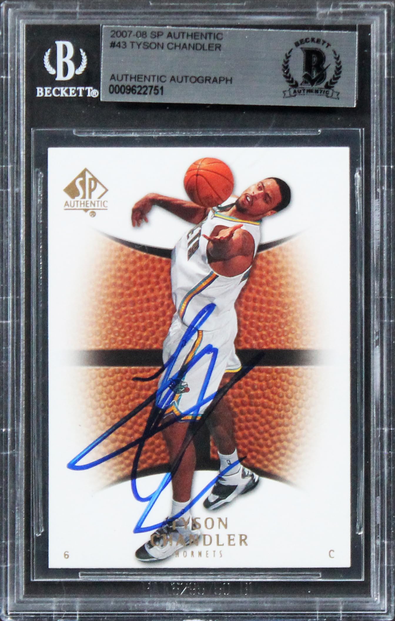 Hornets Tyson Chandler Authentic Signed Card 2007 SP Authentic #43 BAS Slabbed