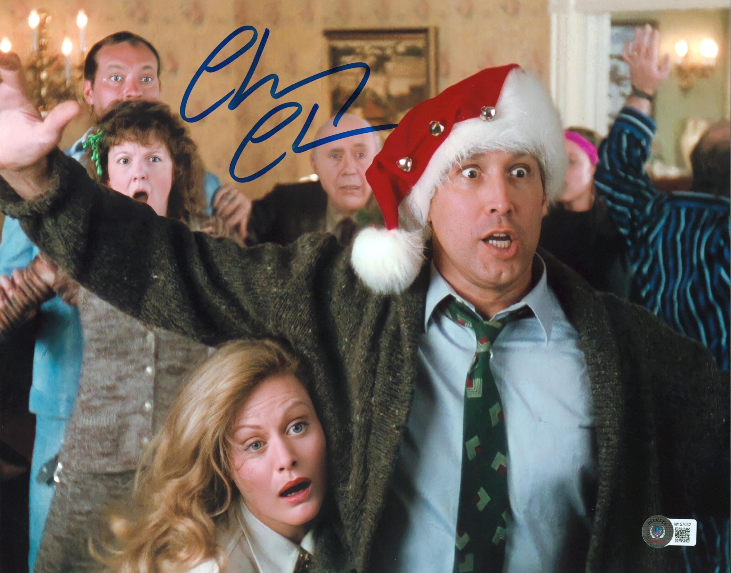 Chevy Chase Christmas Vacation Signed 11x14 Arrest Closeup Photo BAS Witnessed