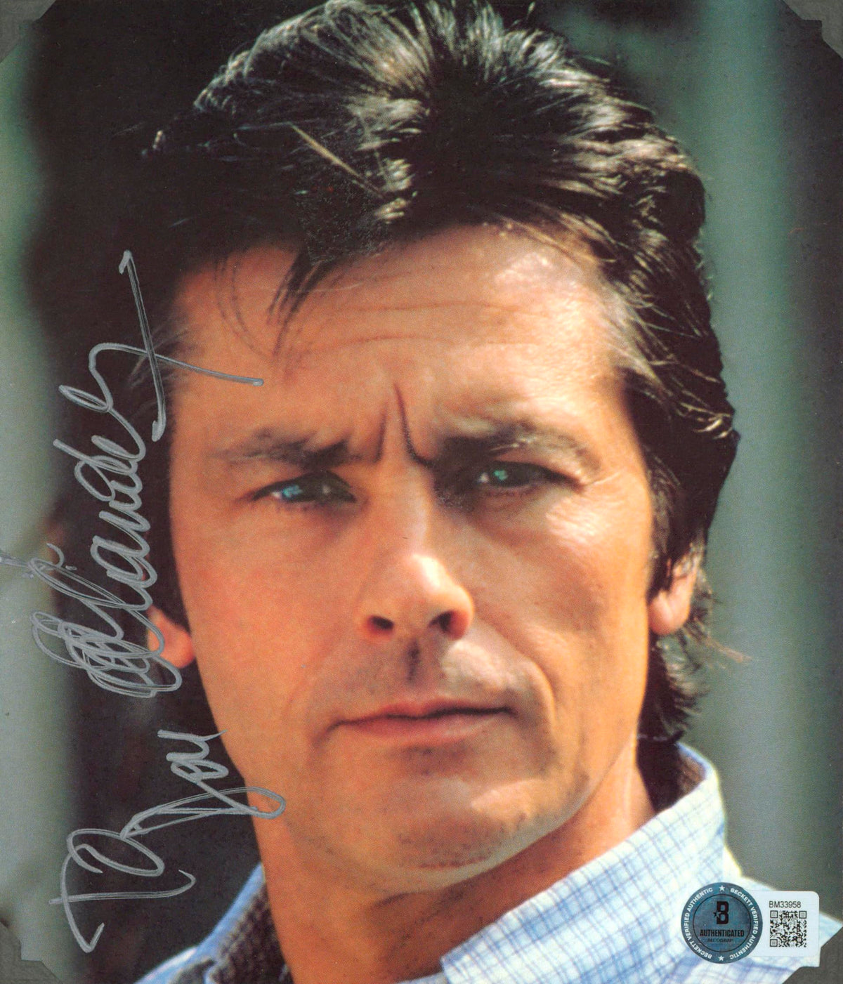 Alain Delon Notre histoire Authentic Signed 8x10 Photo BAS #BM33958