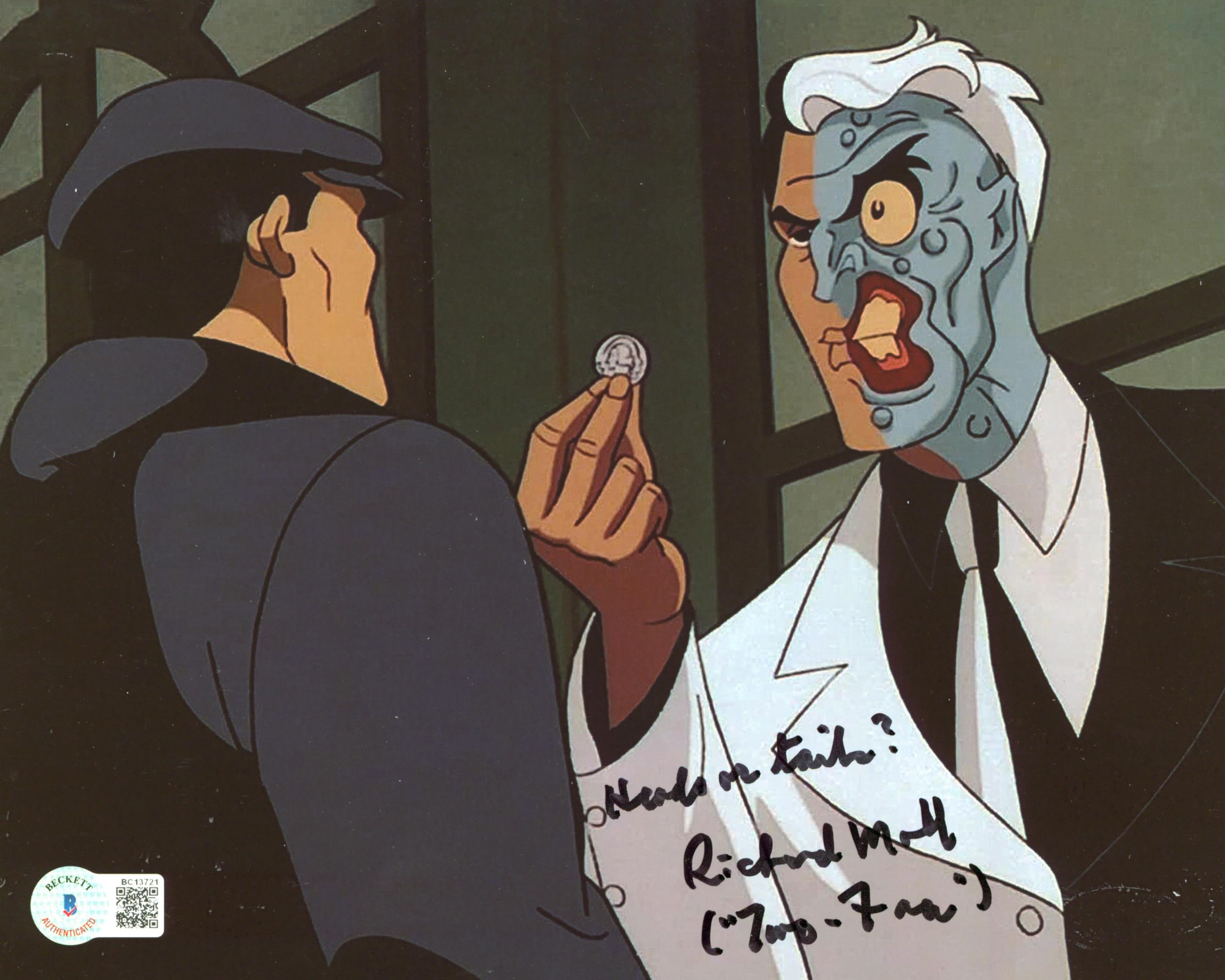 Richard Moll Batman Animated Series "Two Face" Signed 8x10 Photo BAS #BC13721