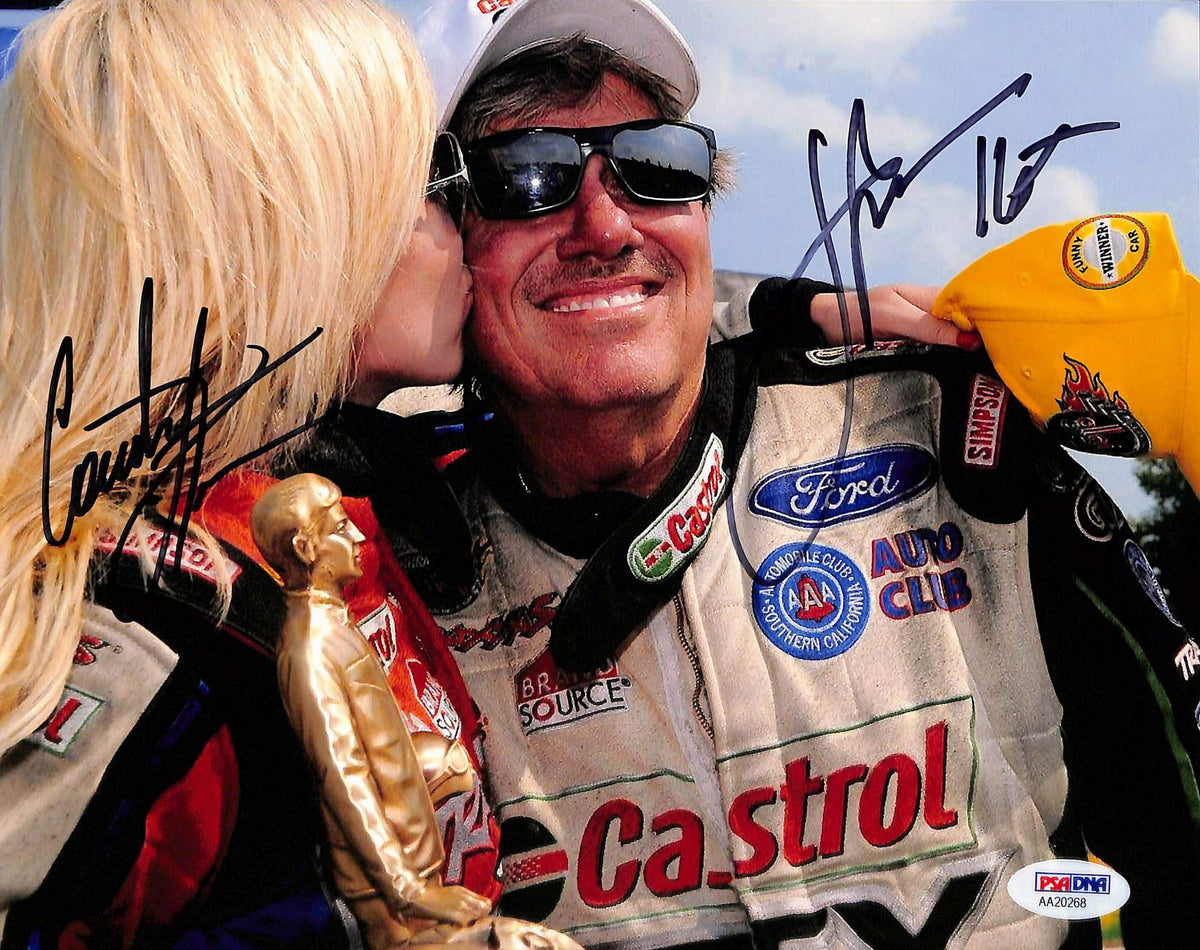 John Force & Courtney Force NHRA Drag Racing Signed 8x10 Photo PSA/DNA #AA20268