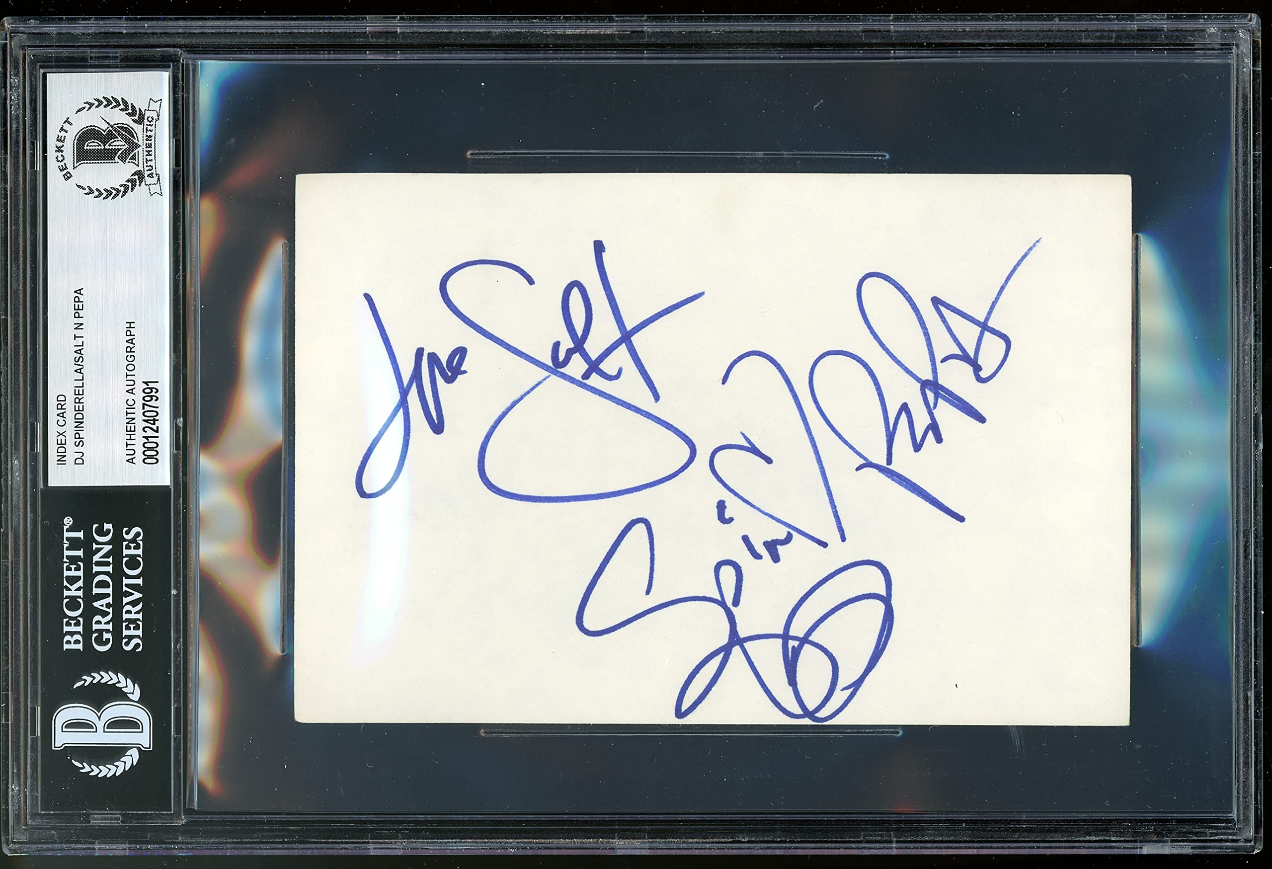 DJ Spinderella/Salt N Pepa Push It Authentic Signed 4x6 Index Card BAS Slabbed