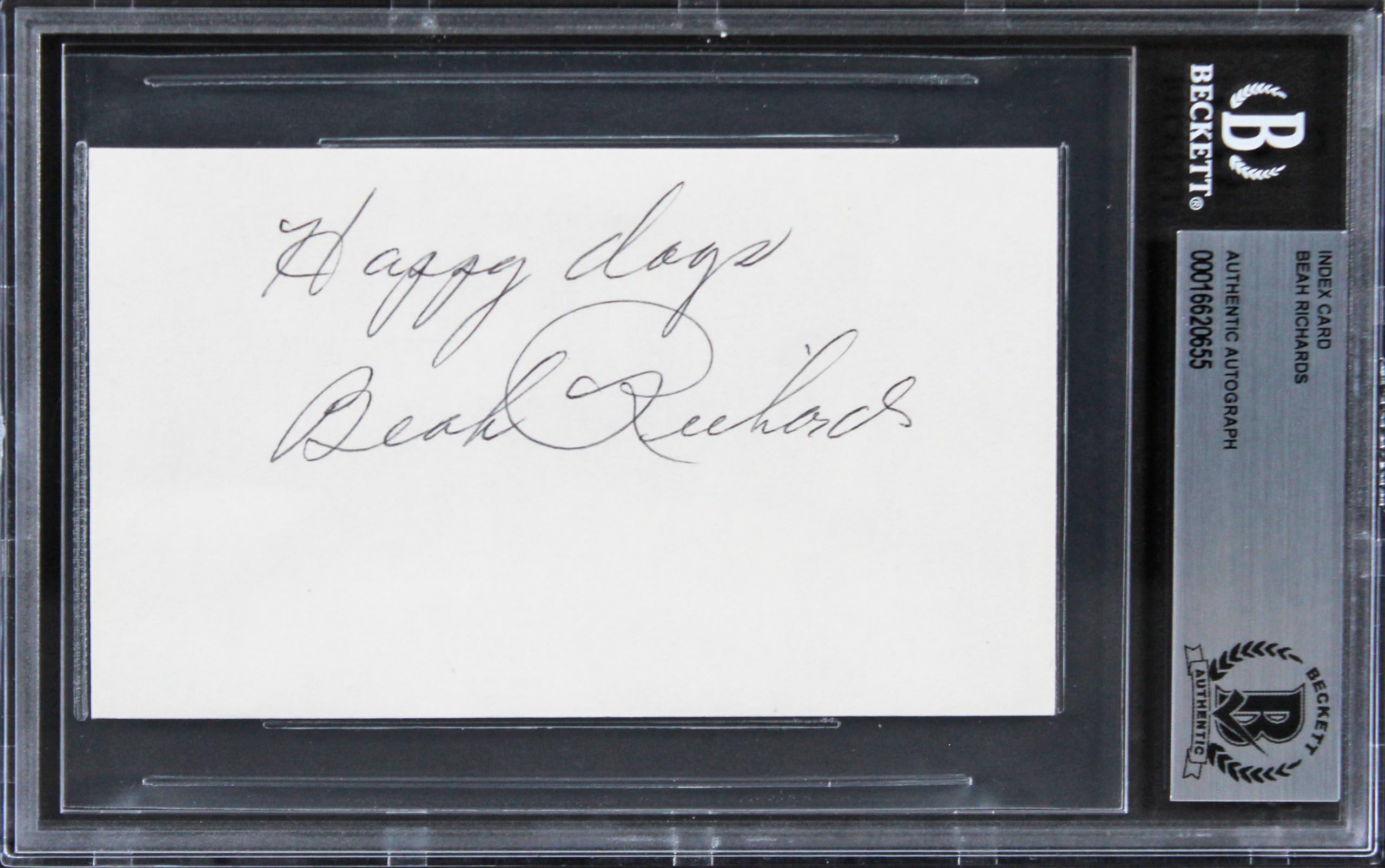 Beah Richards Guess Who's Coming to Dinner Signed 3x5 Index Card BAS Slabbed