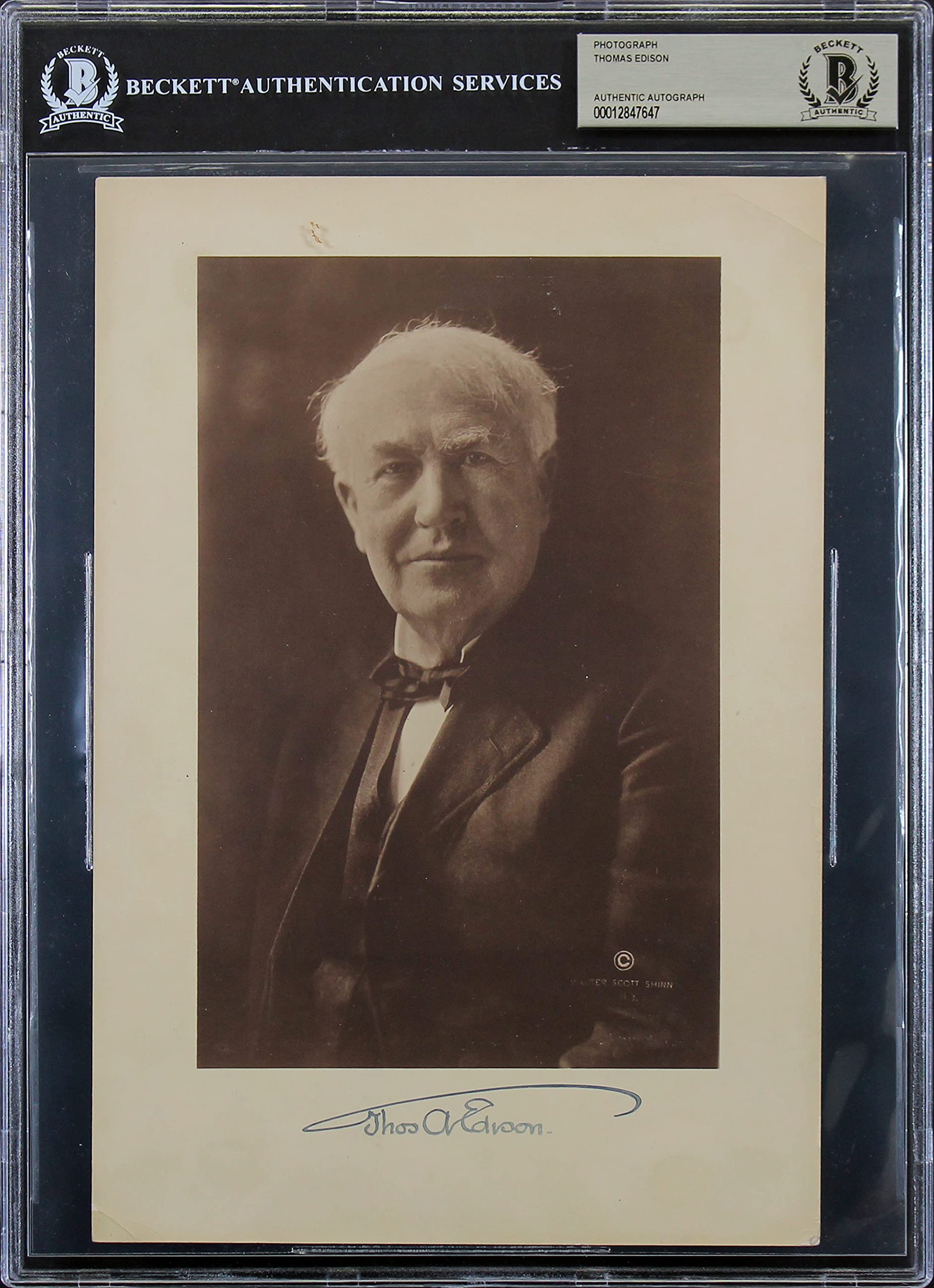 Thomas Edison Authentic Signed 6.75x10 Cabinet Photo Dated May 4, 1878 BAS Slab